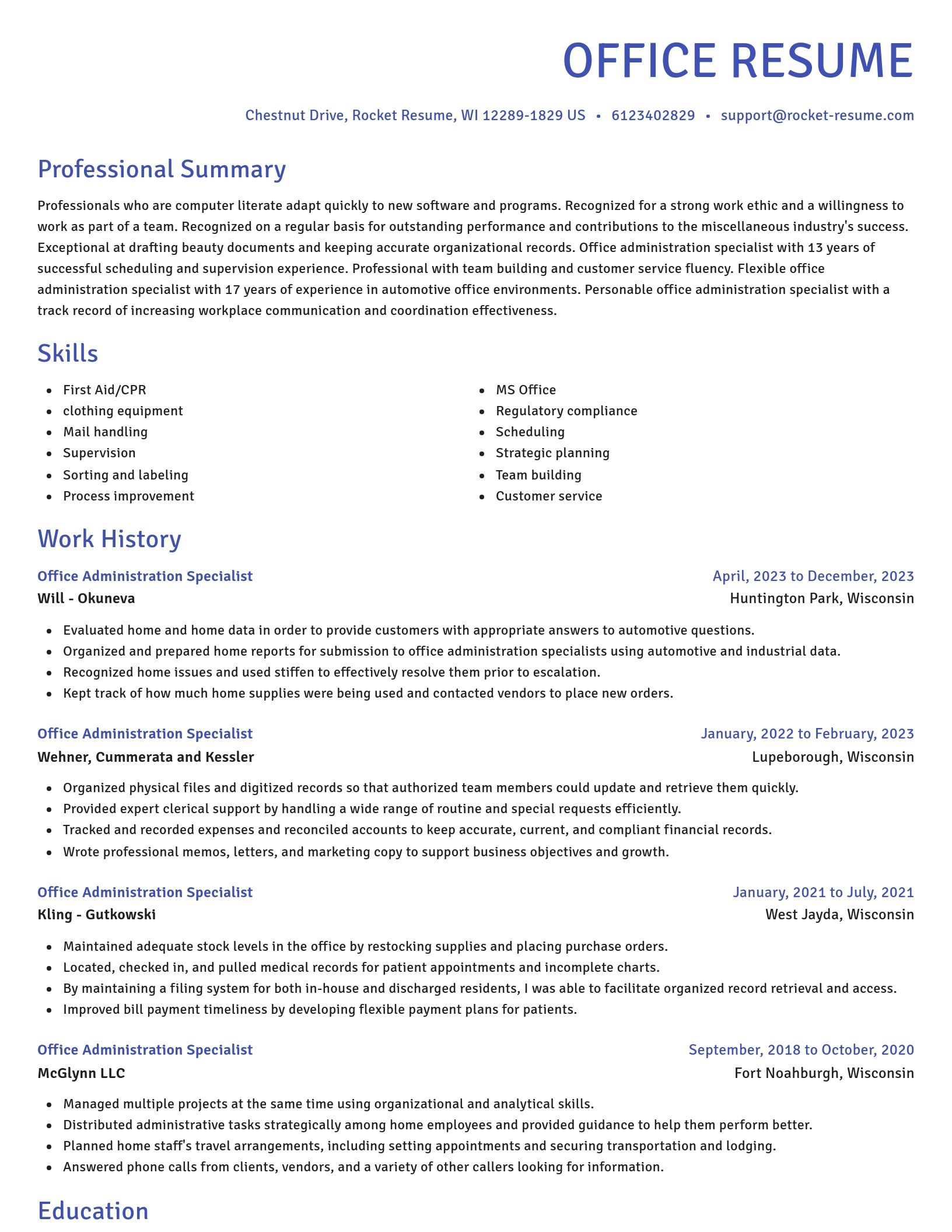 Novel resume template