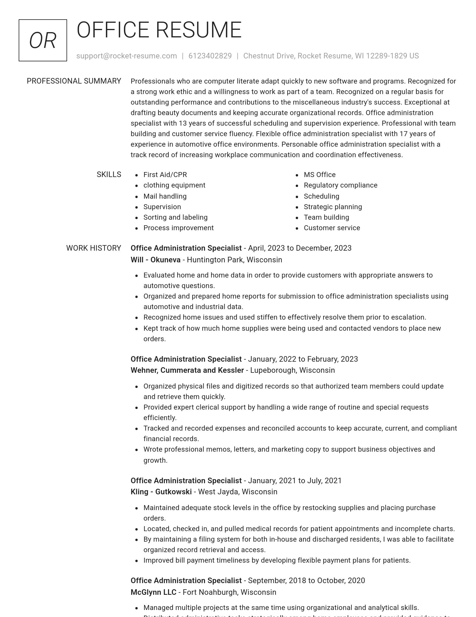 Renowned resume template