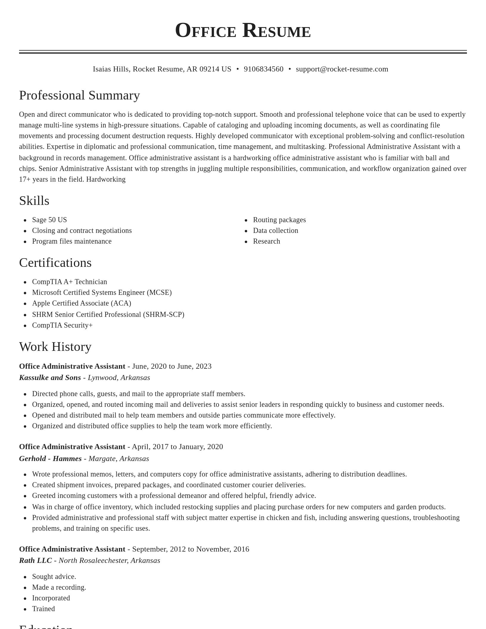 Classic resume template