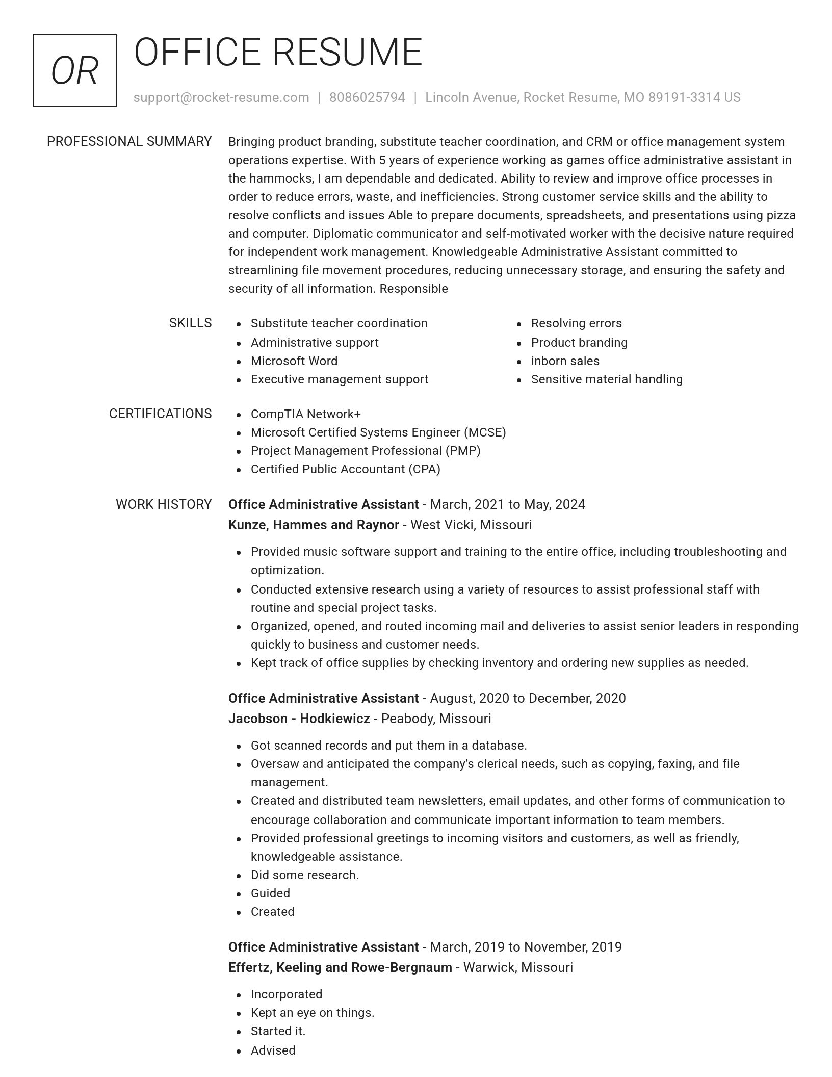 Renowned resume template