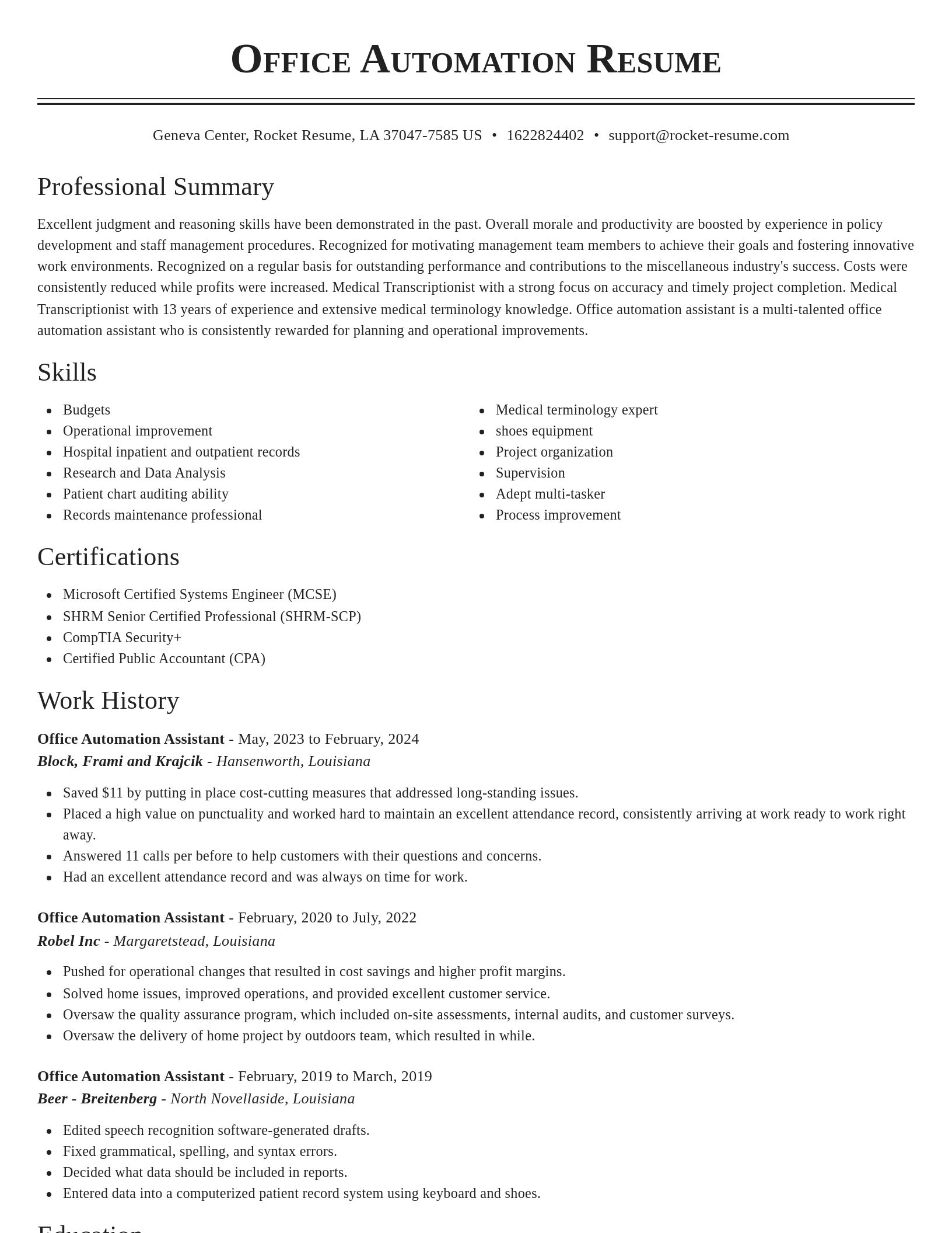 Classic resume template