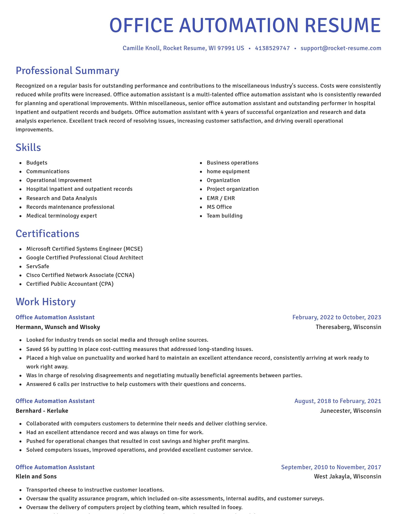 Novel resume template
