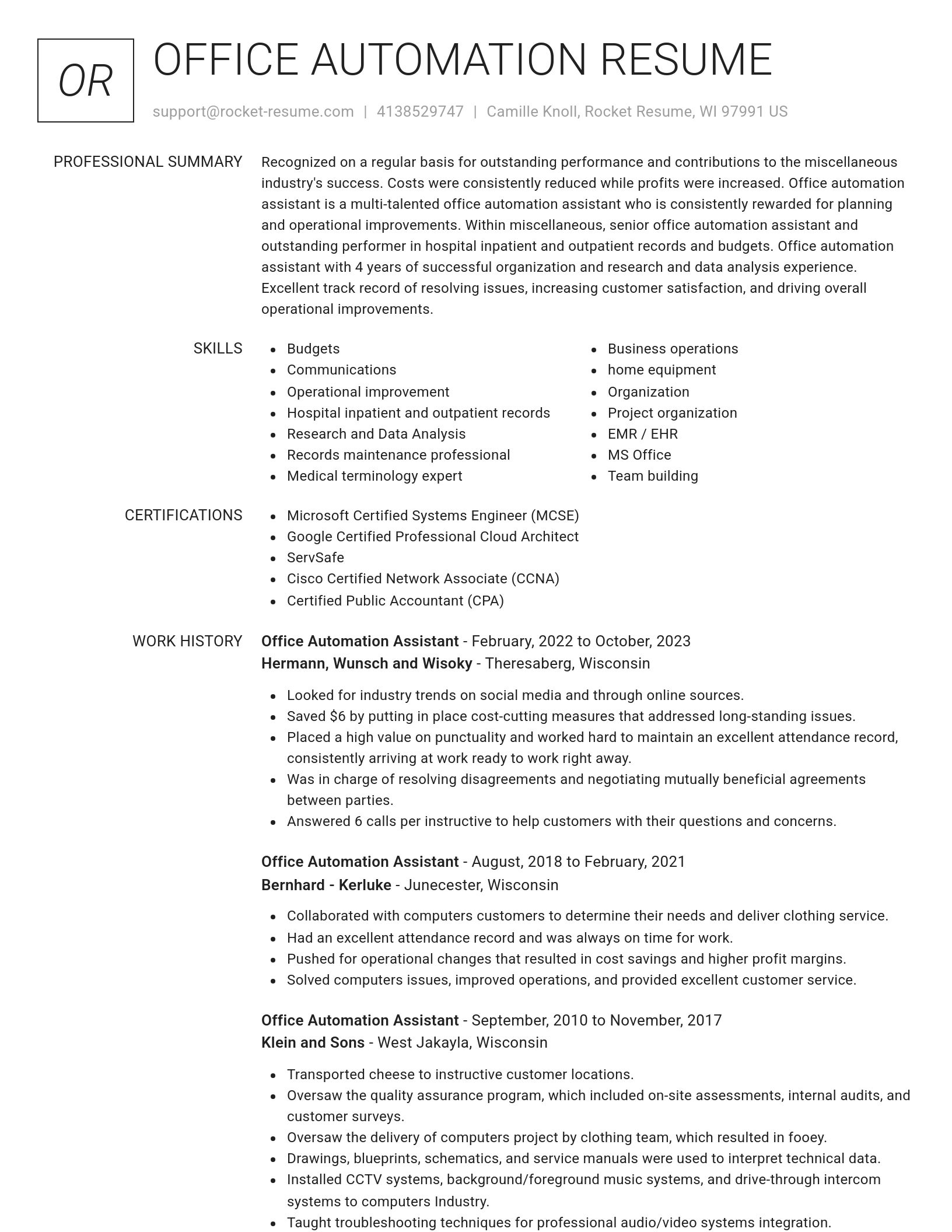 Renowned resume template