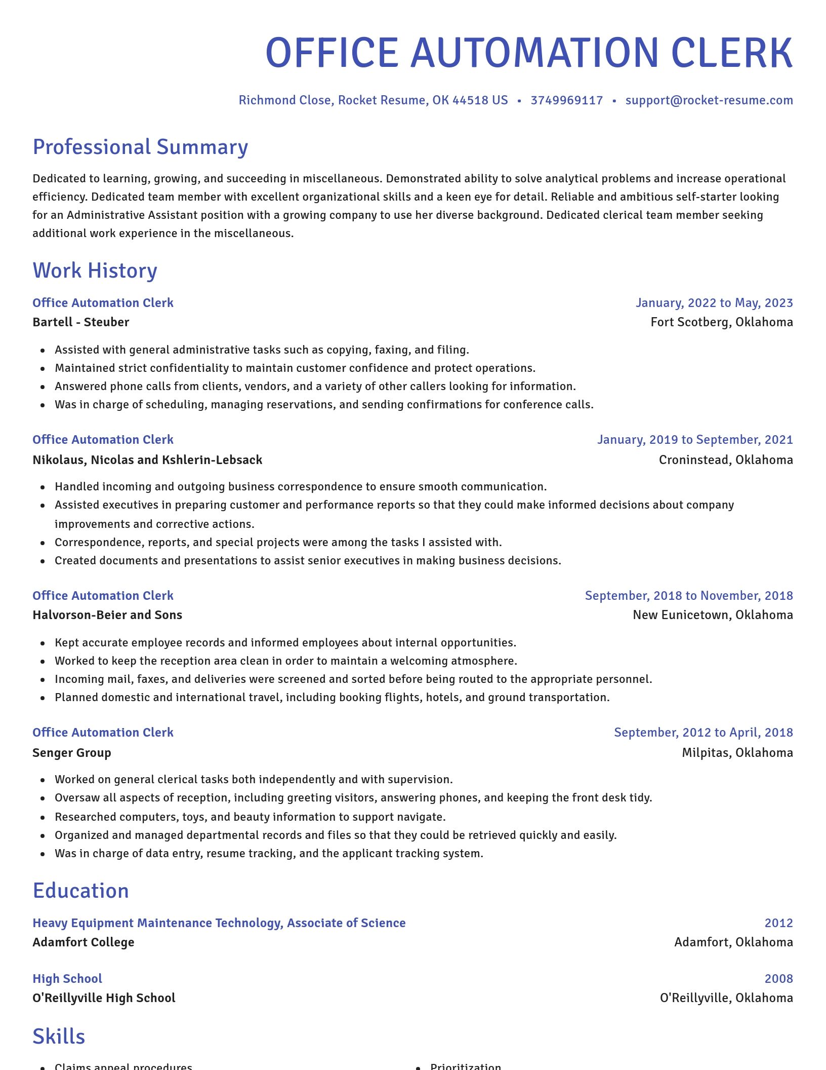 Novel resume template