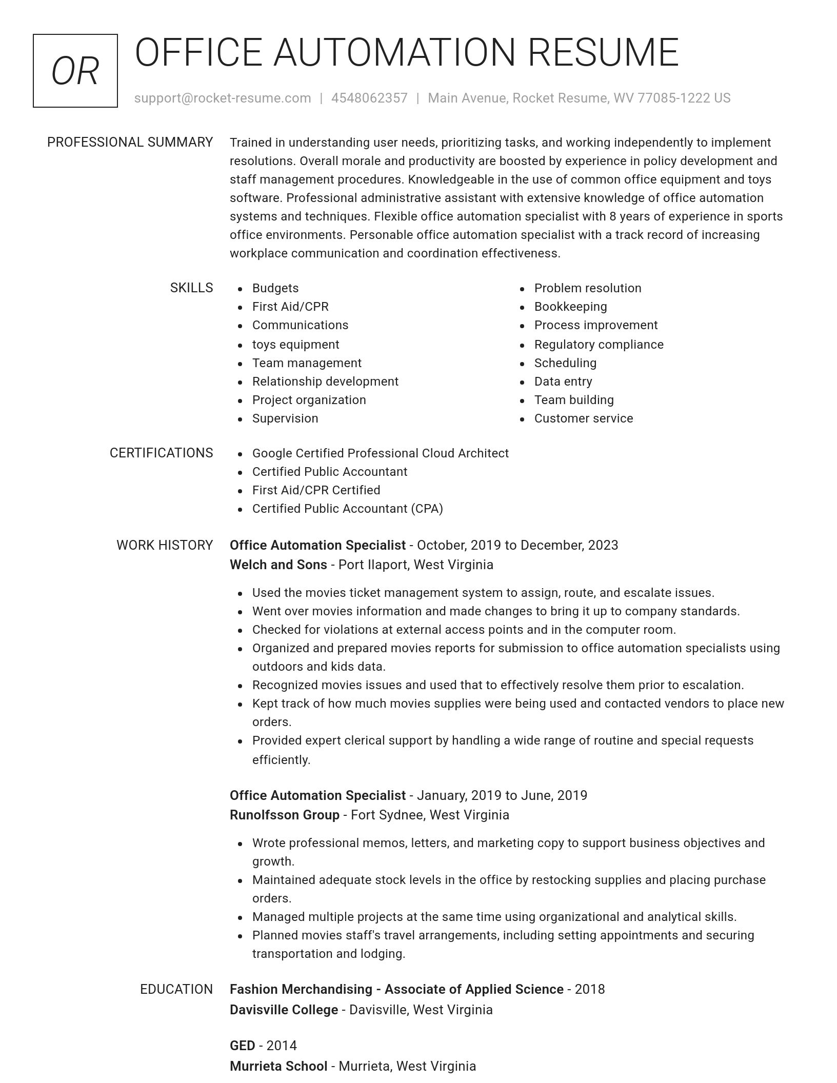 Renowned resume template