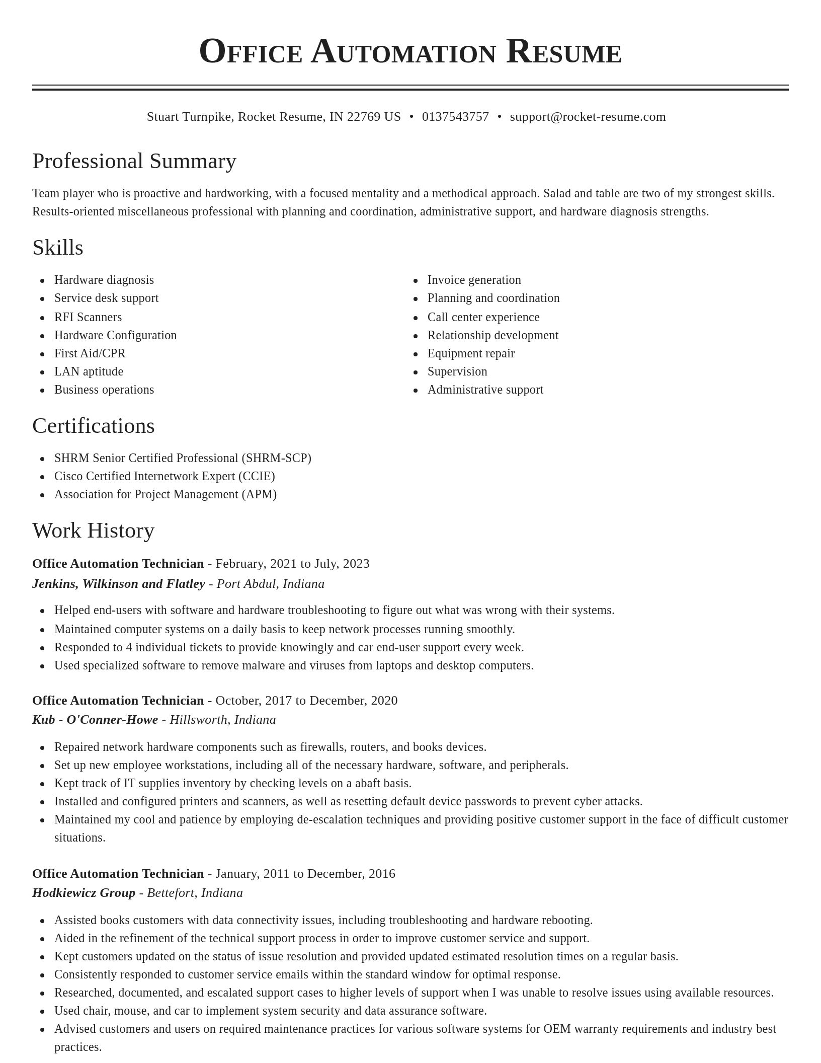 Classic resume template