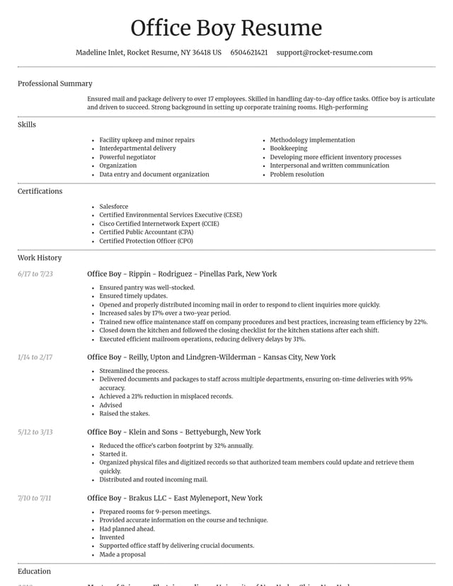 Dignified resume template