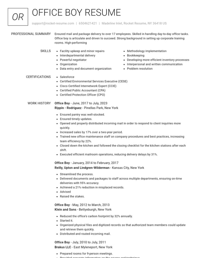 Renowned resume template