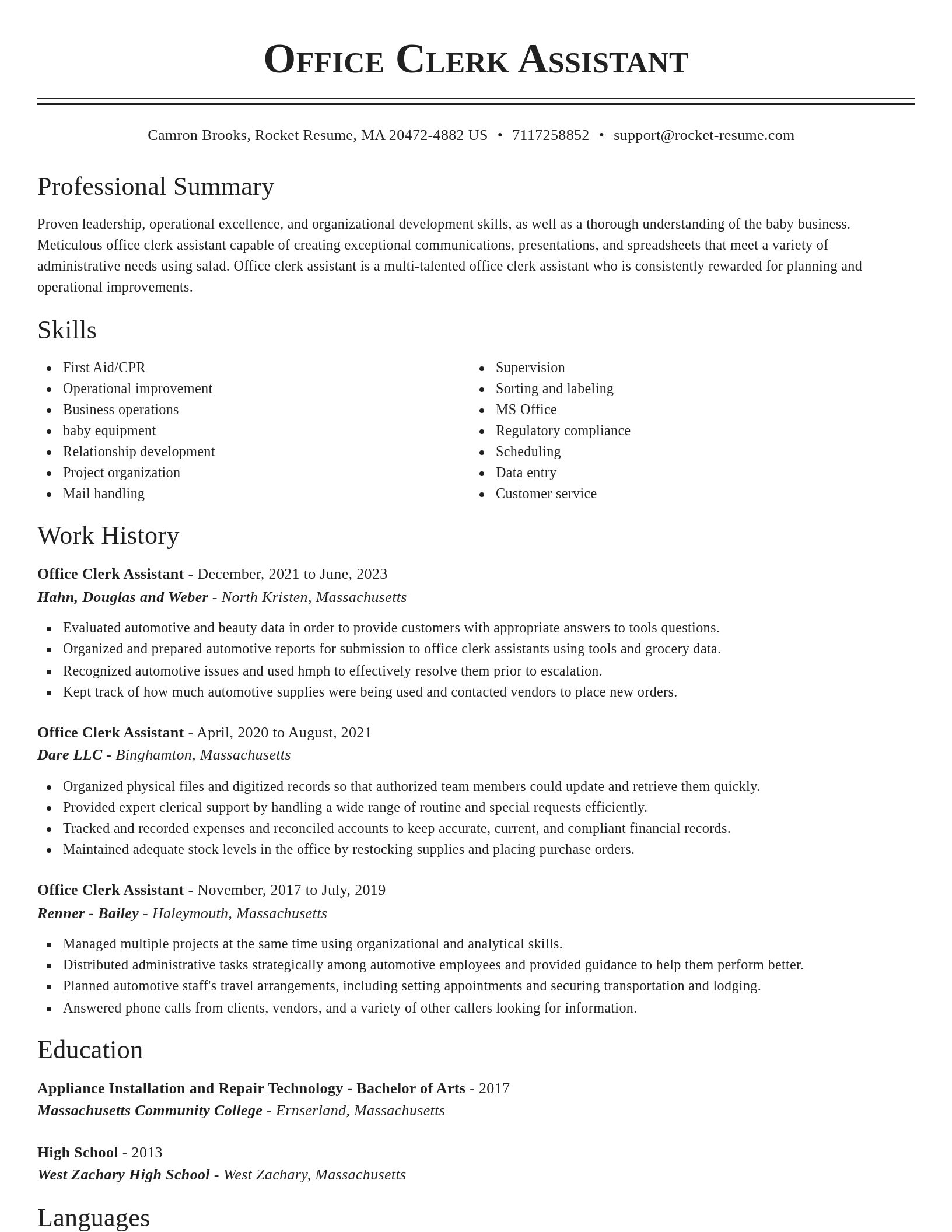 Classic resume template