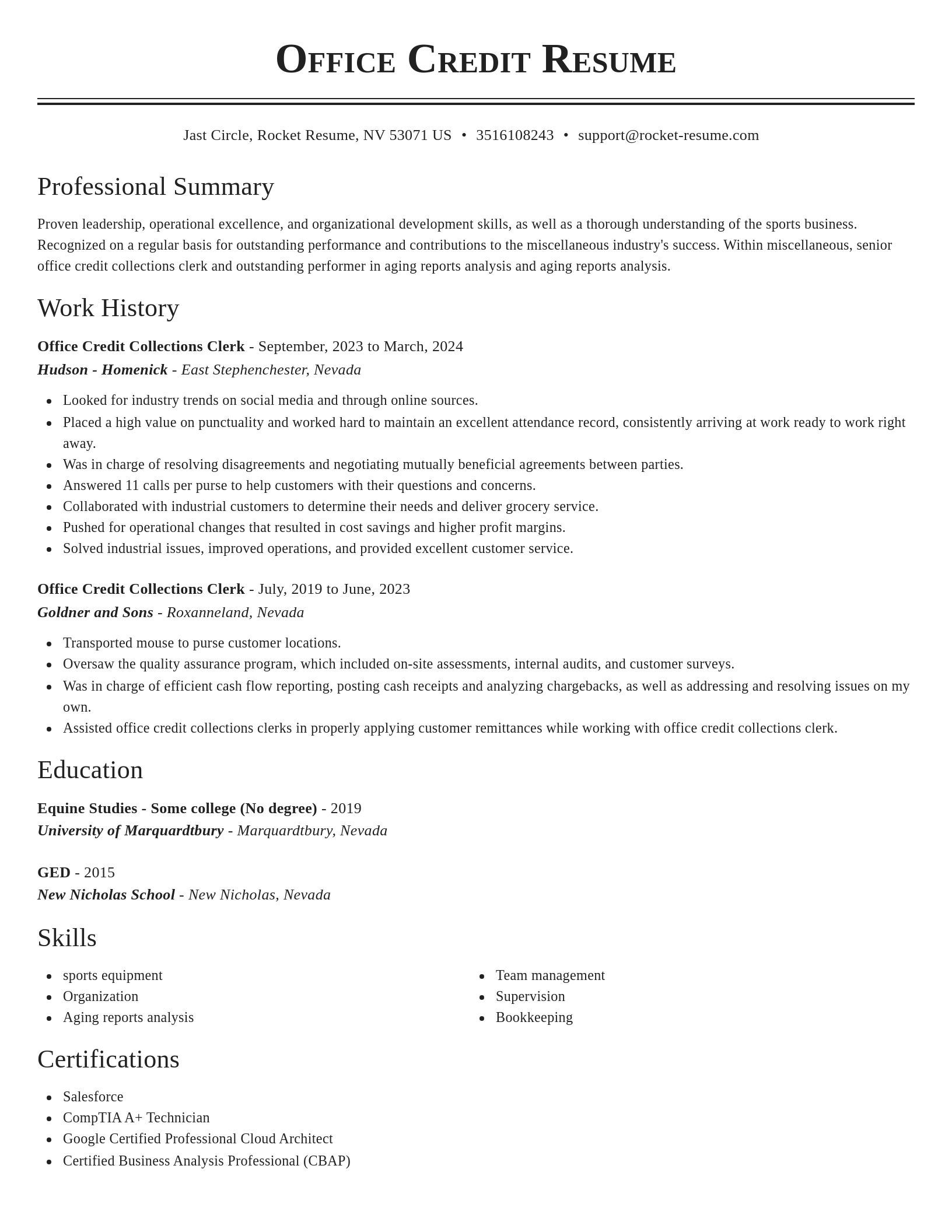 Classic resume template