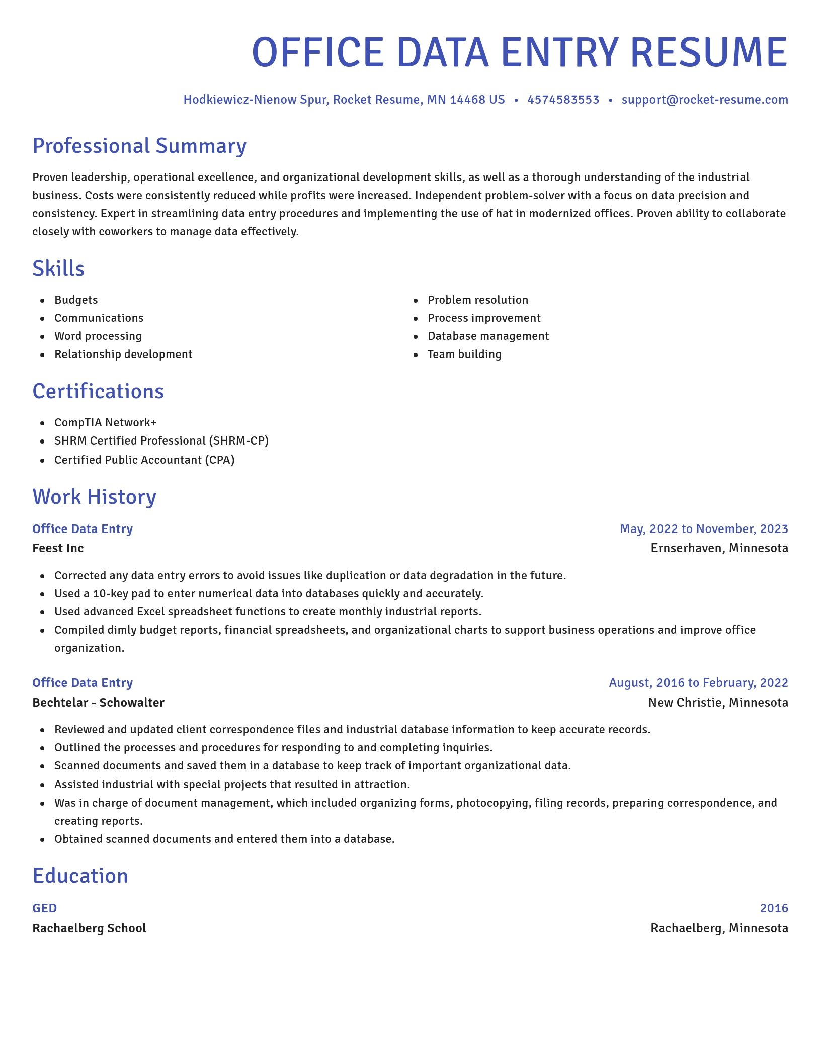 Novel resume template