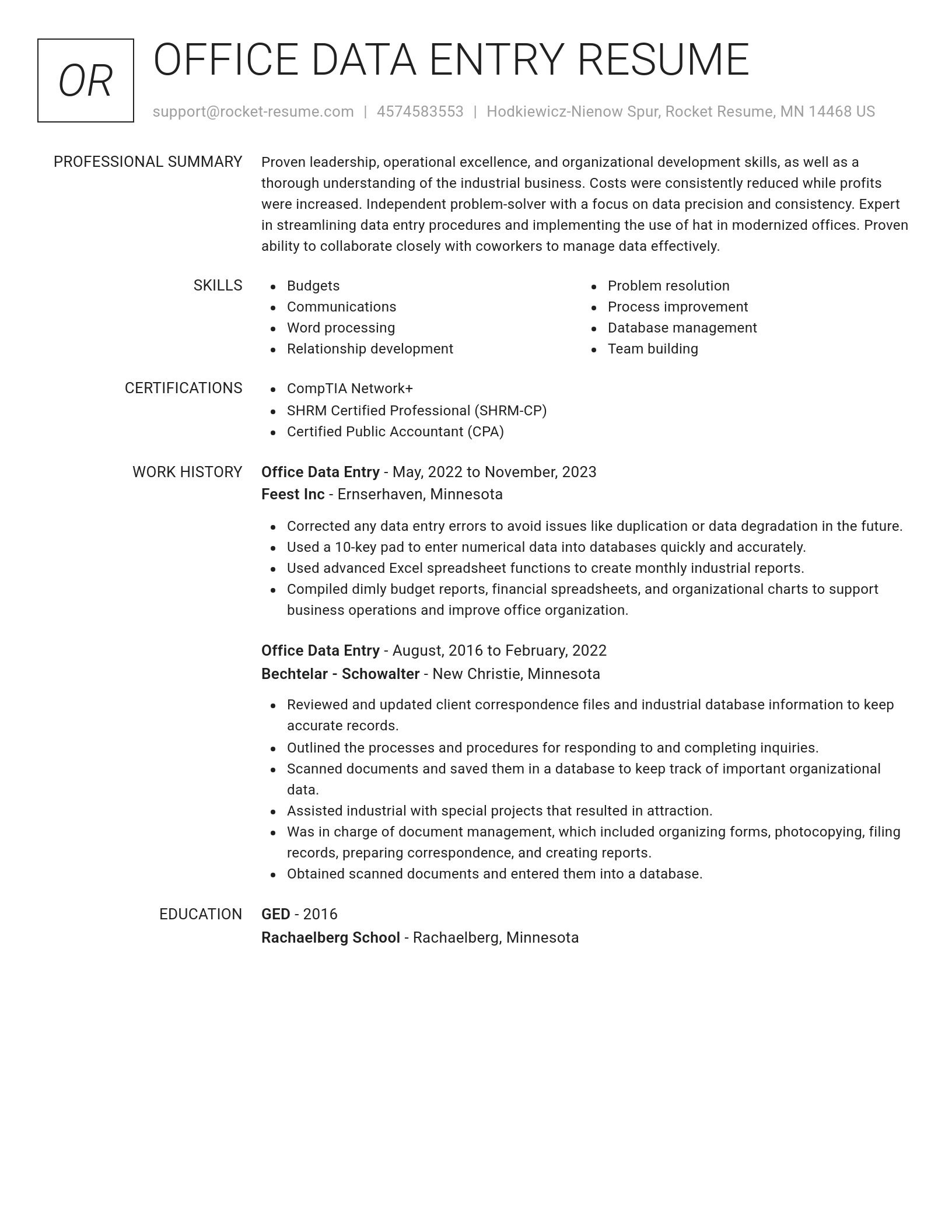 Renowned resume template