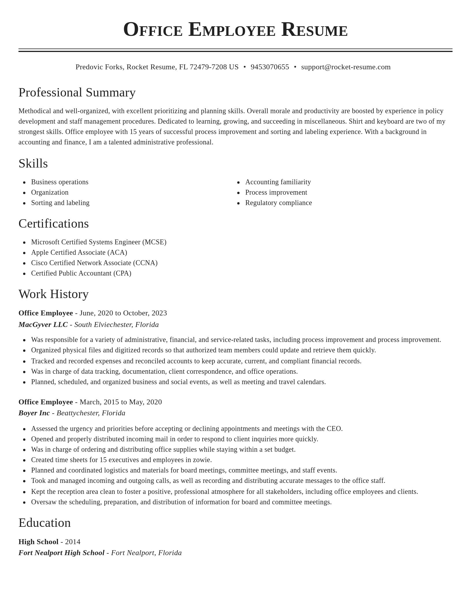Classic resume template