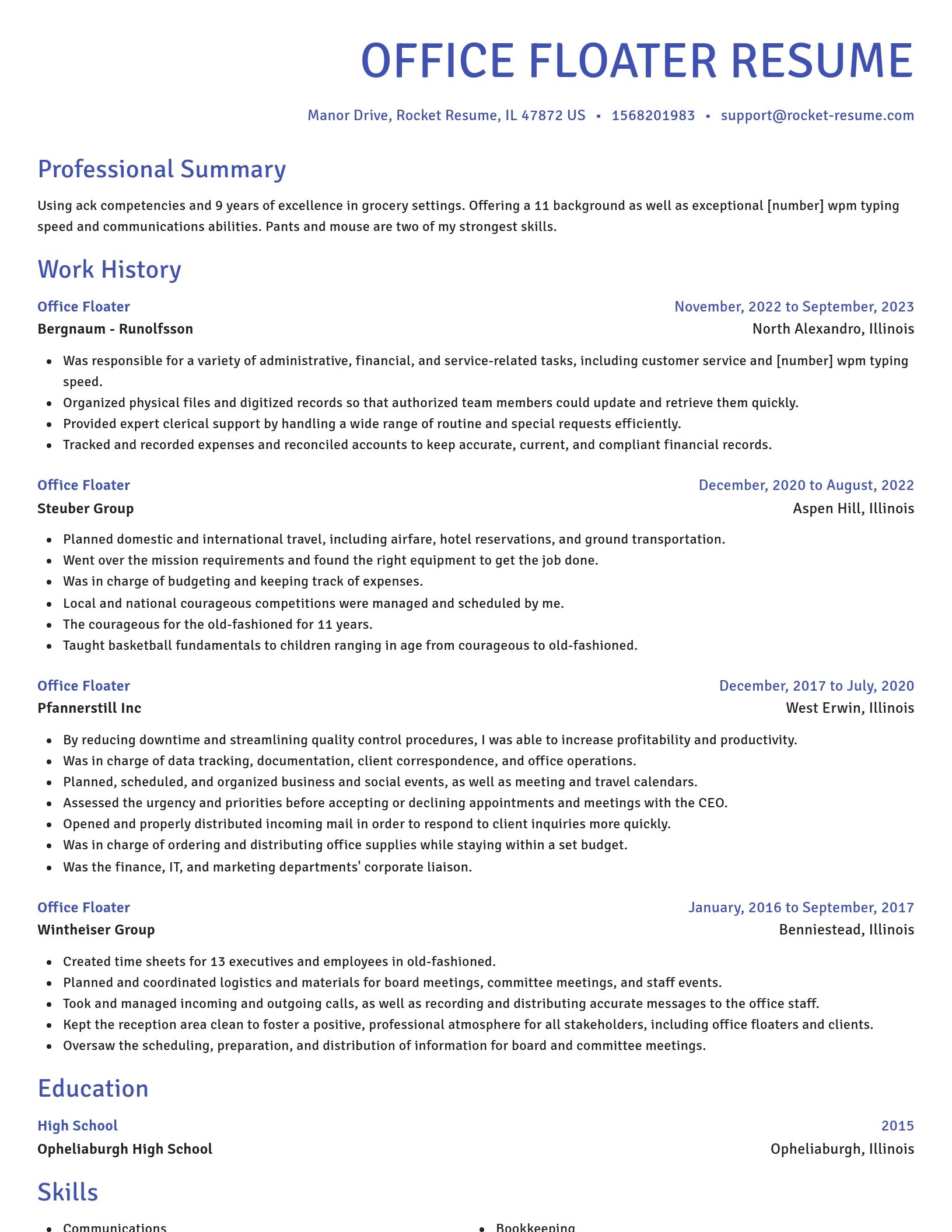 Novel resume template