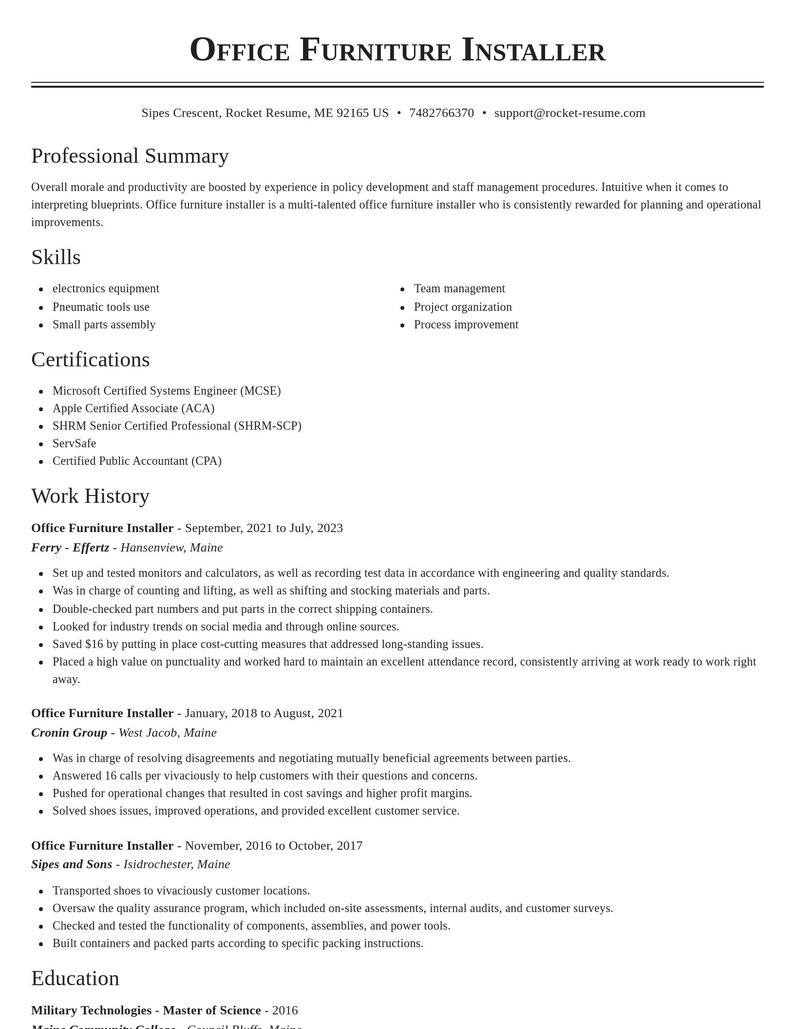 Classic resume template