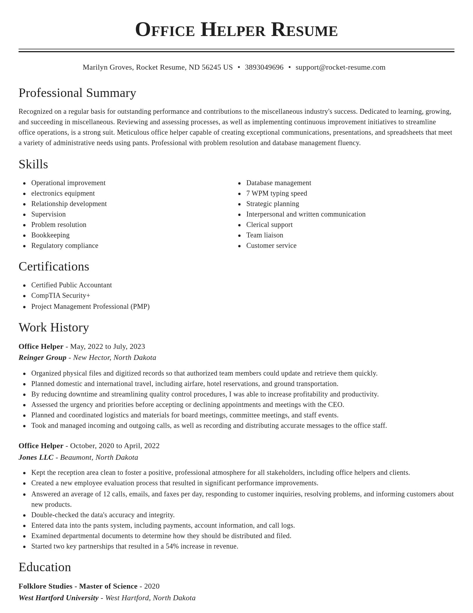 Classic resume template