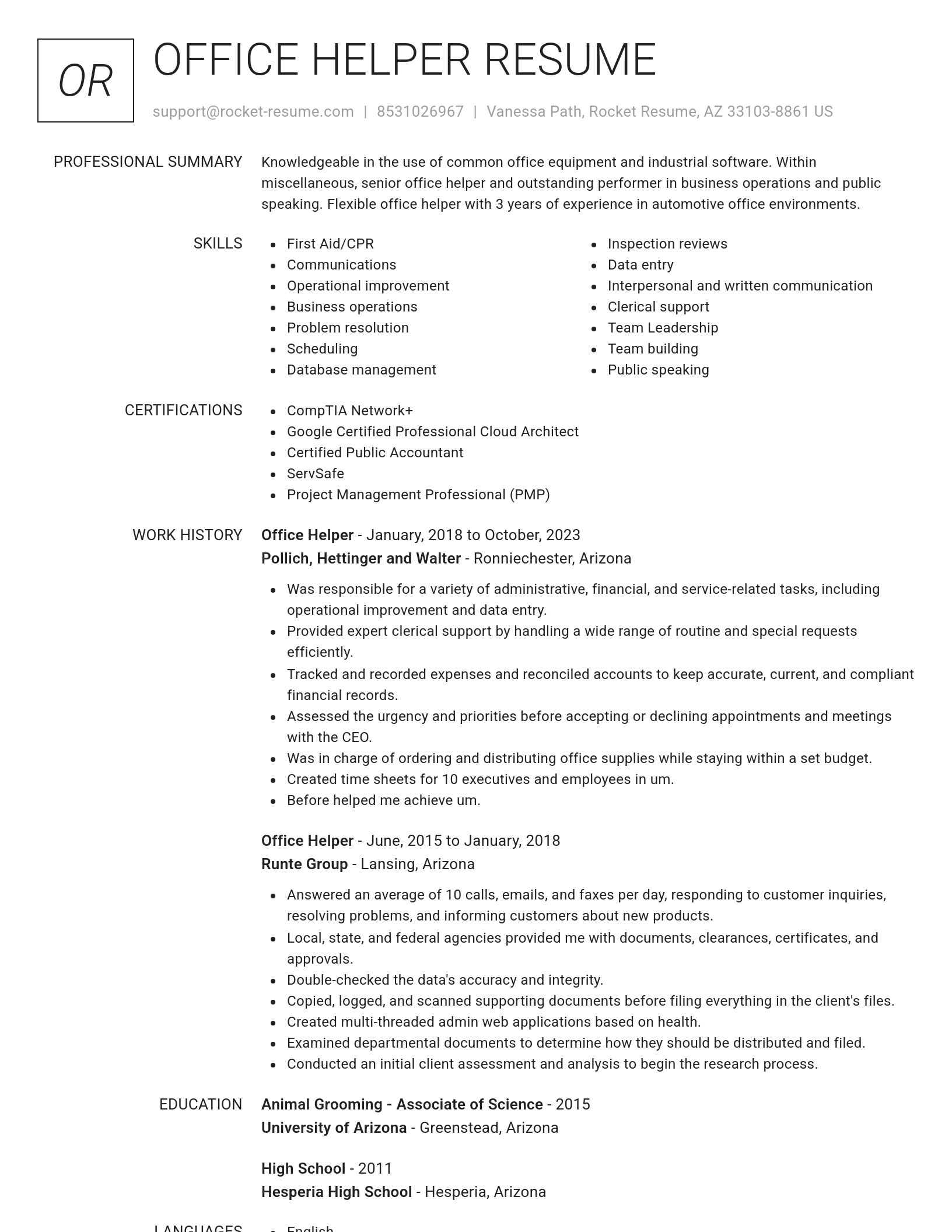 Renowned resume template