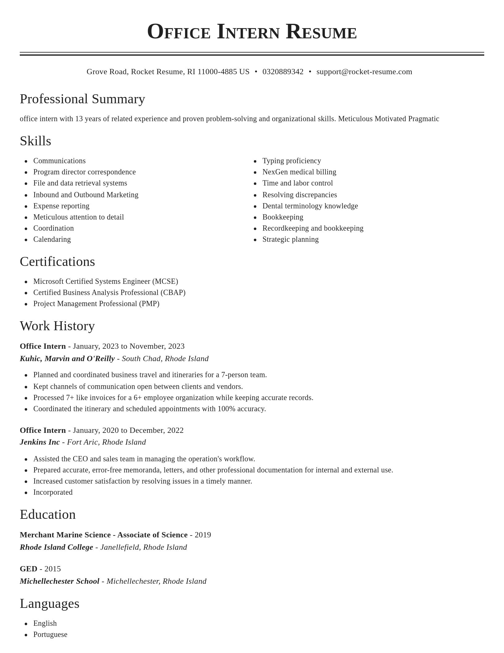 Classic resume template