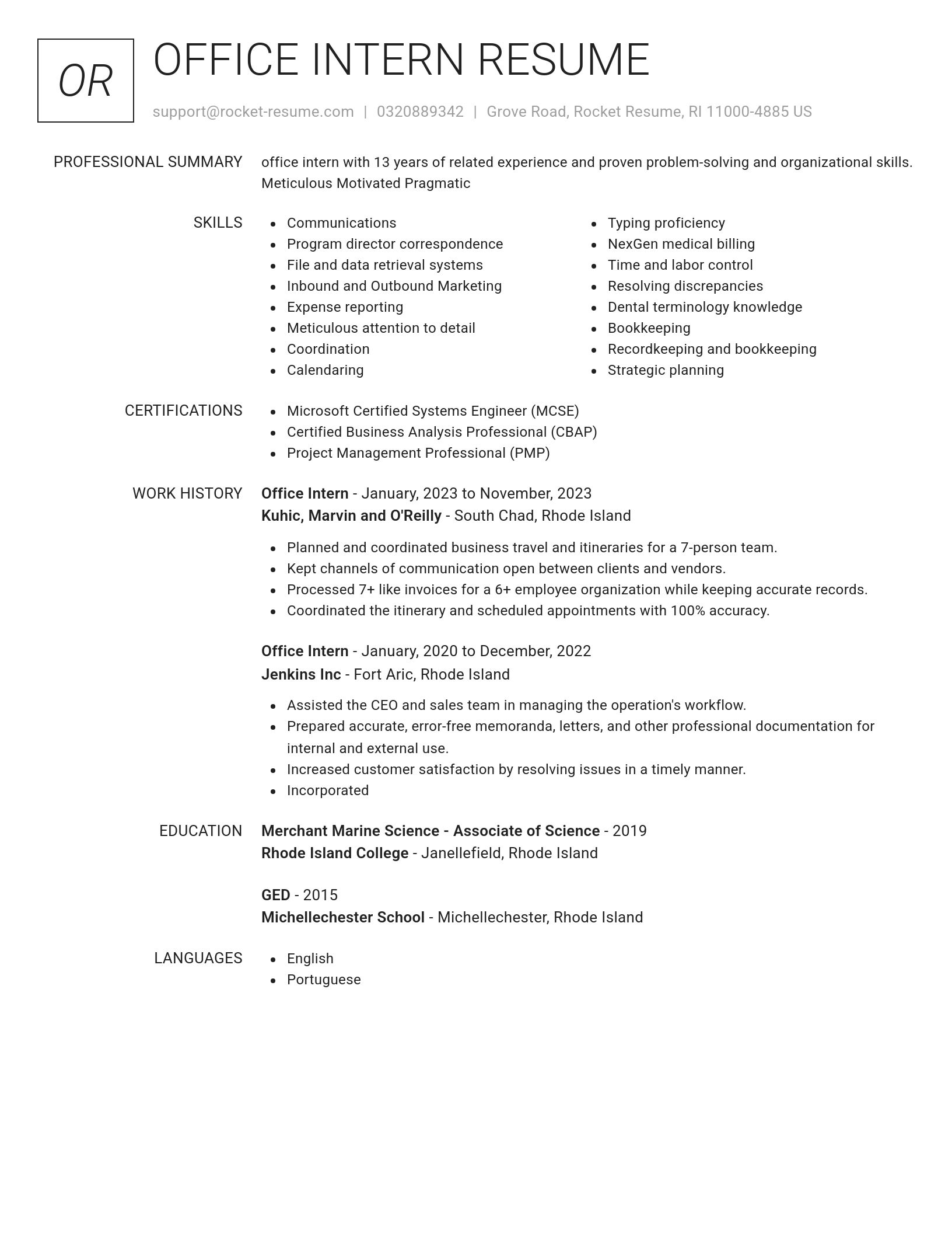 Renowned resume template