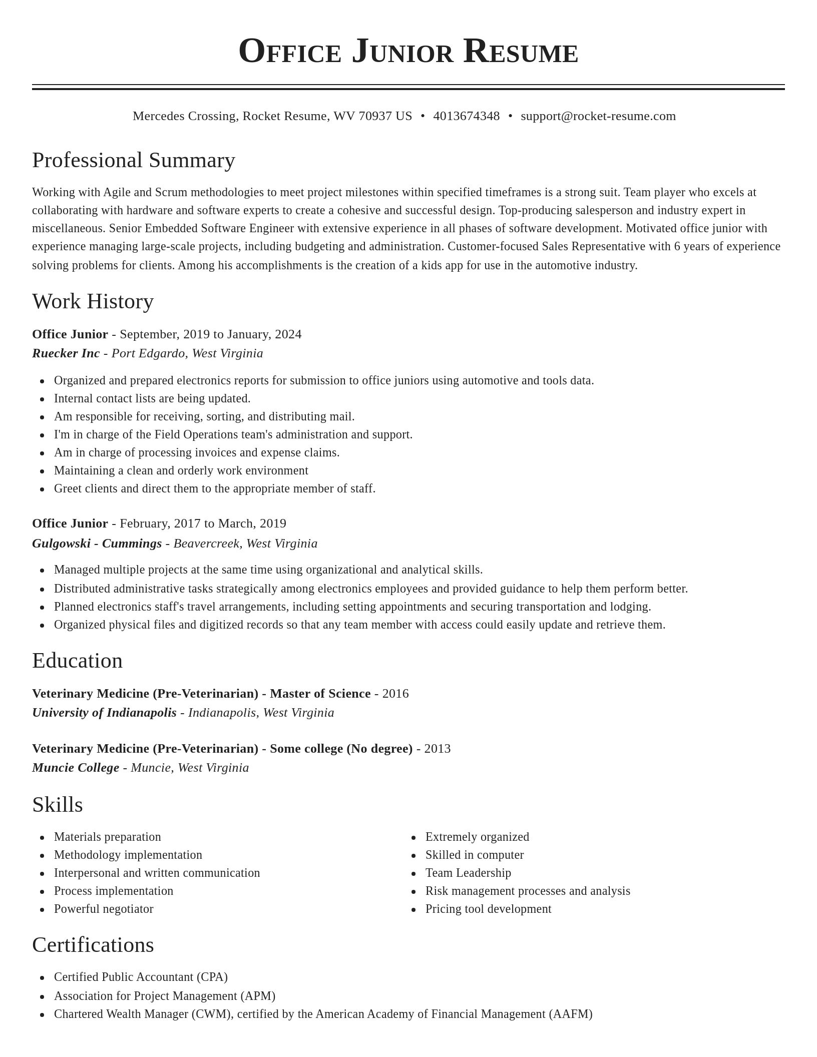Classic resume template