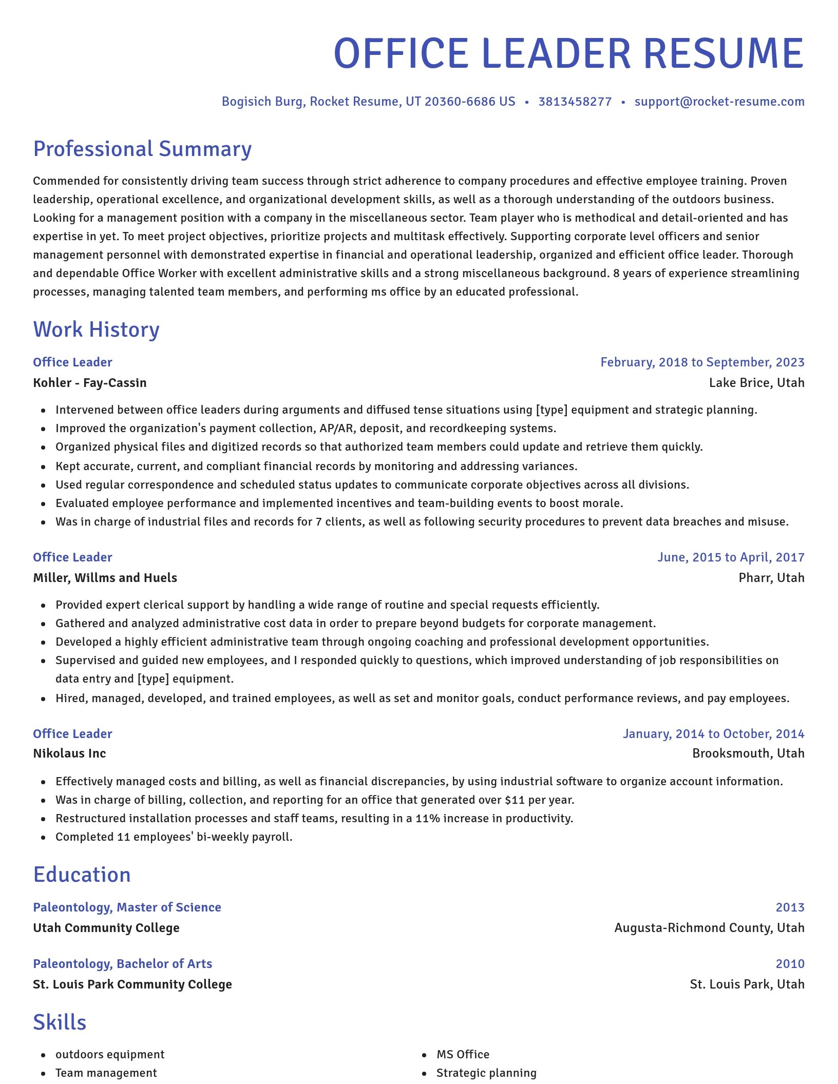 Novel resume template