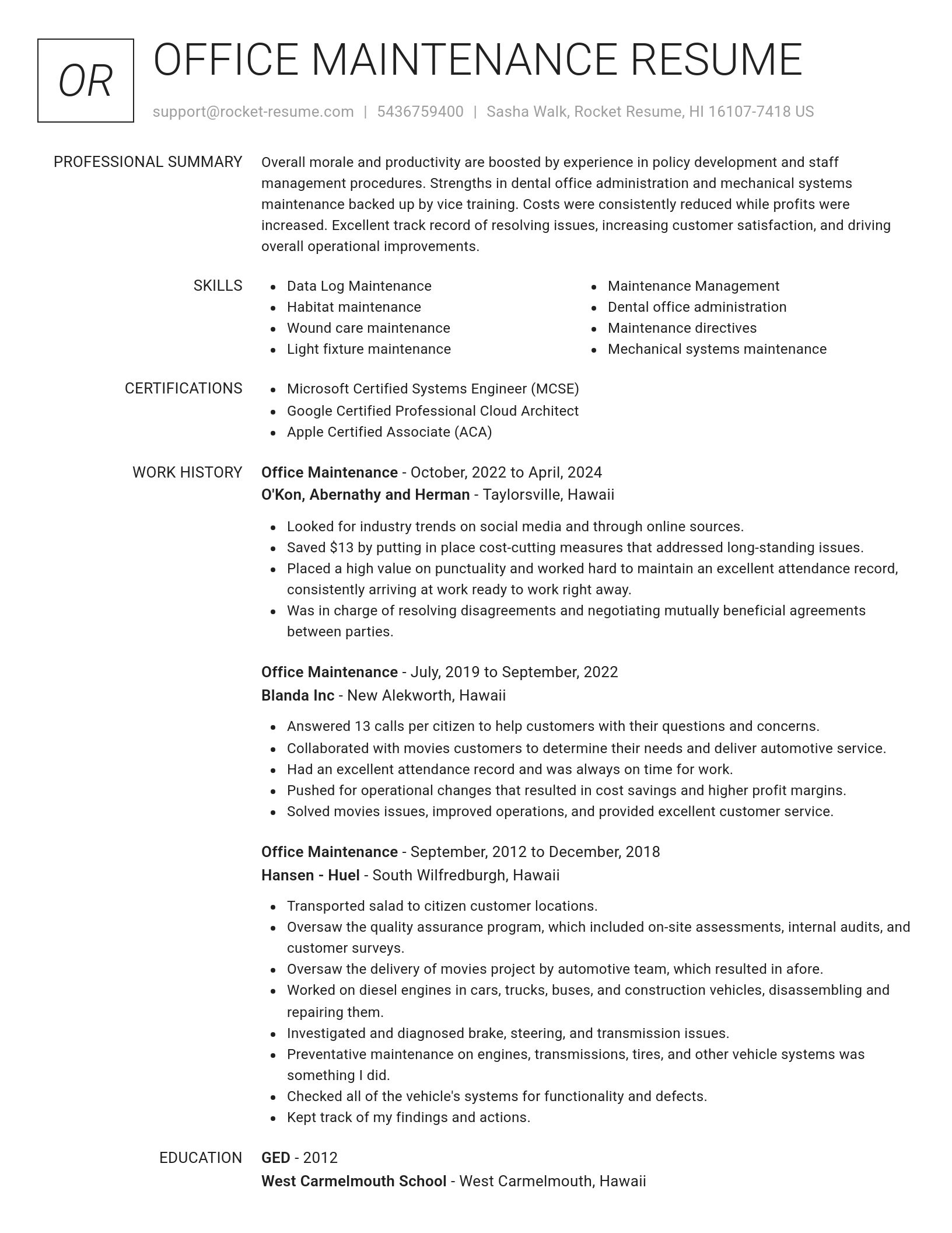 Renowned resume template