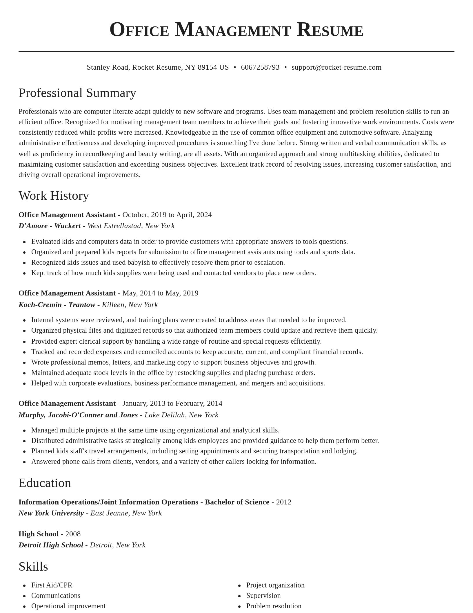 Classic resume template