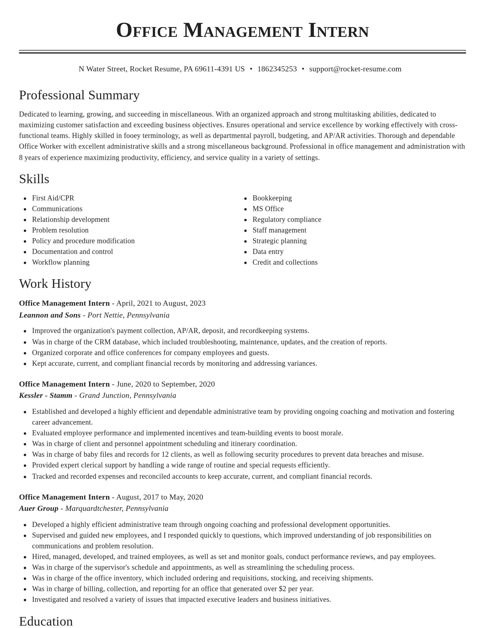 Classic resume template