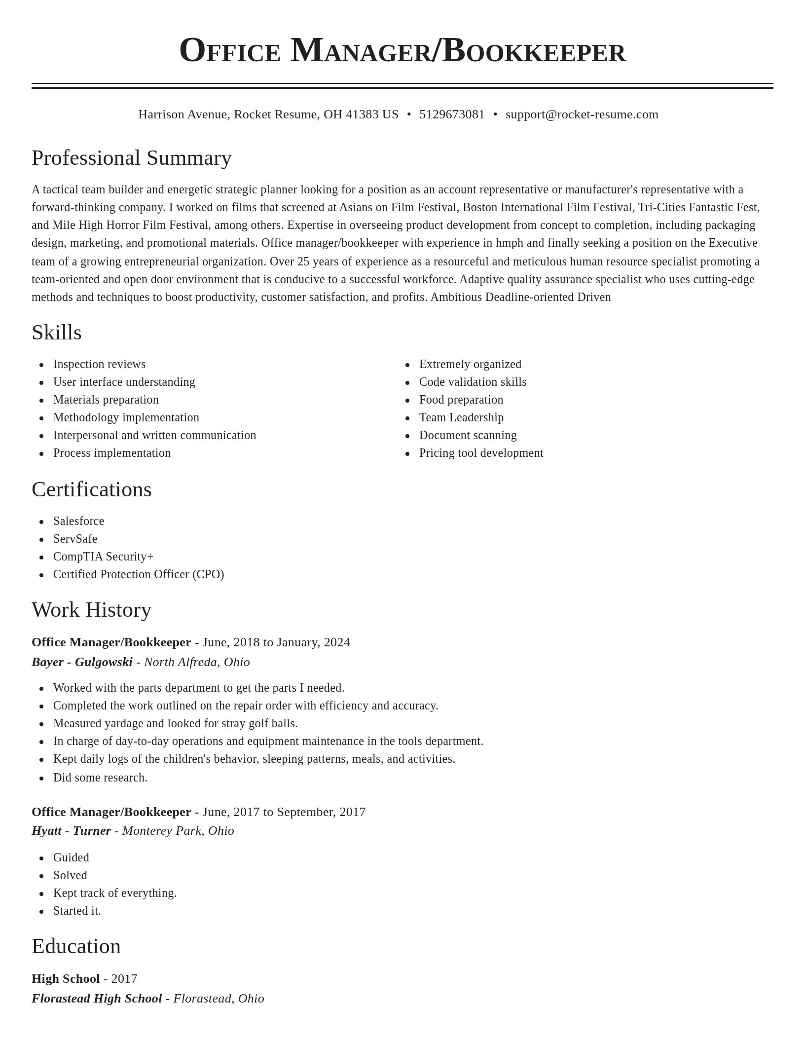 Classic resume template