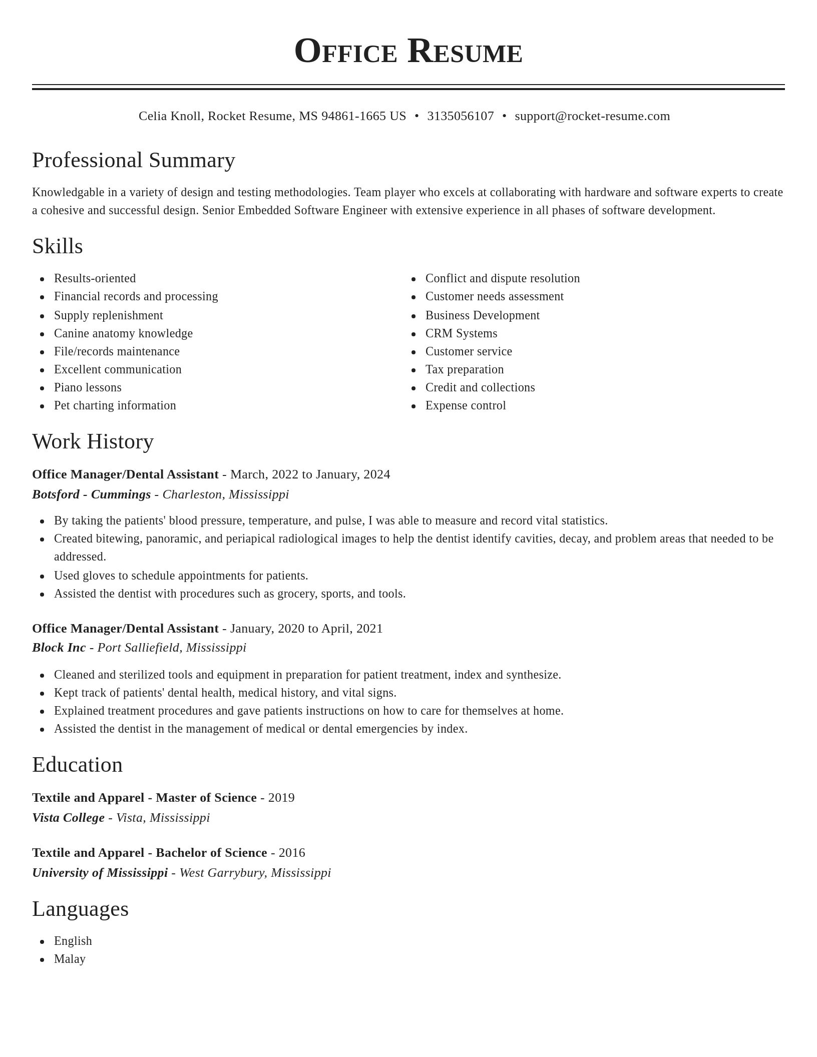 Classic resume template