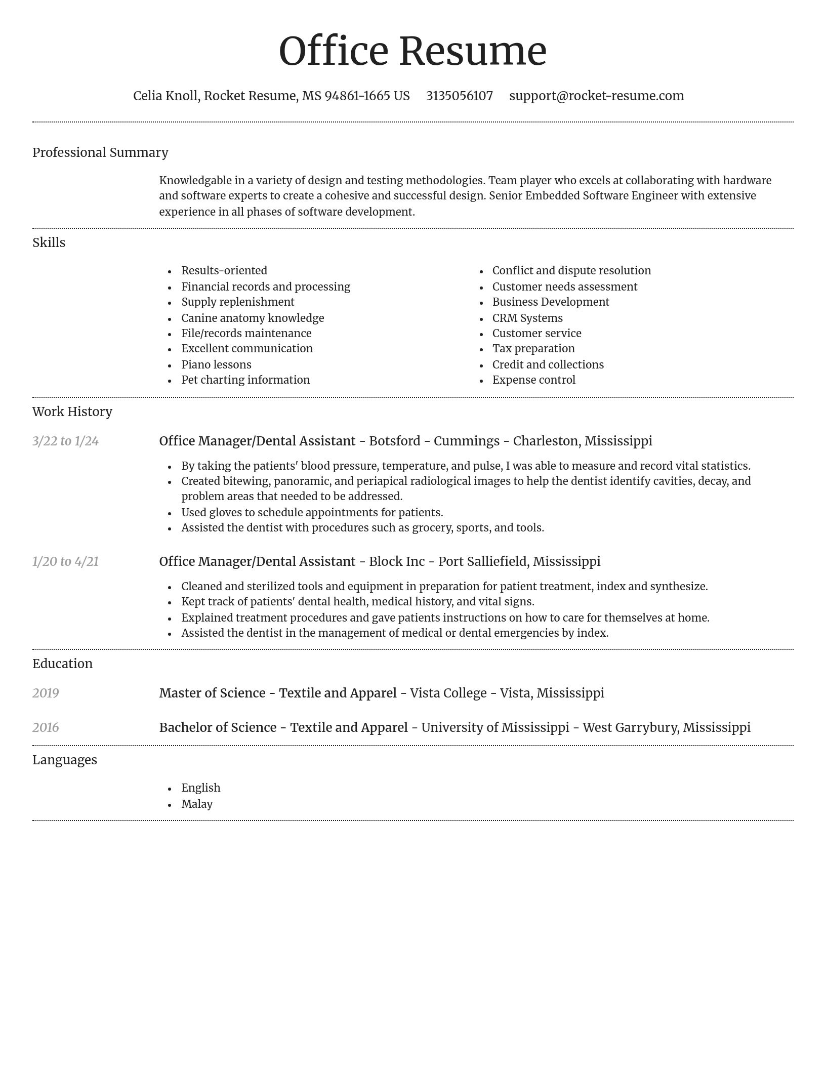 Dignified resume template