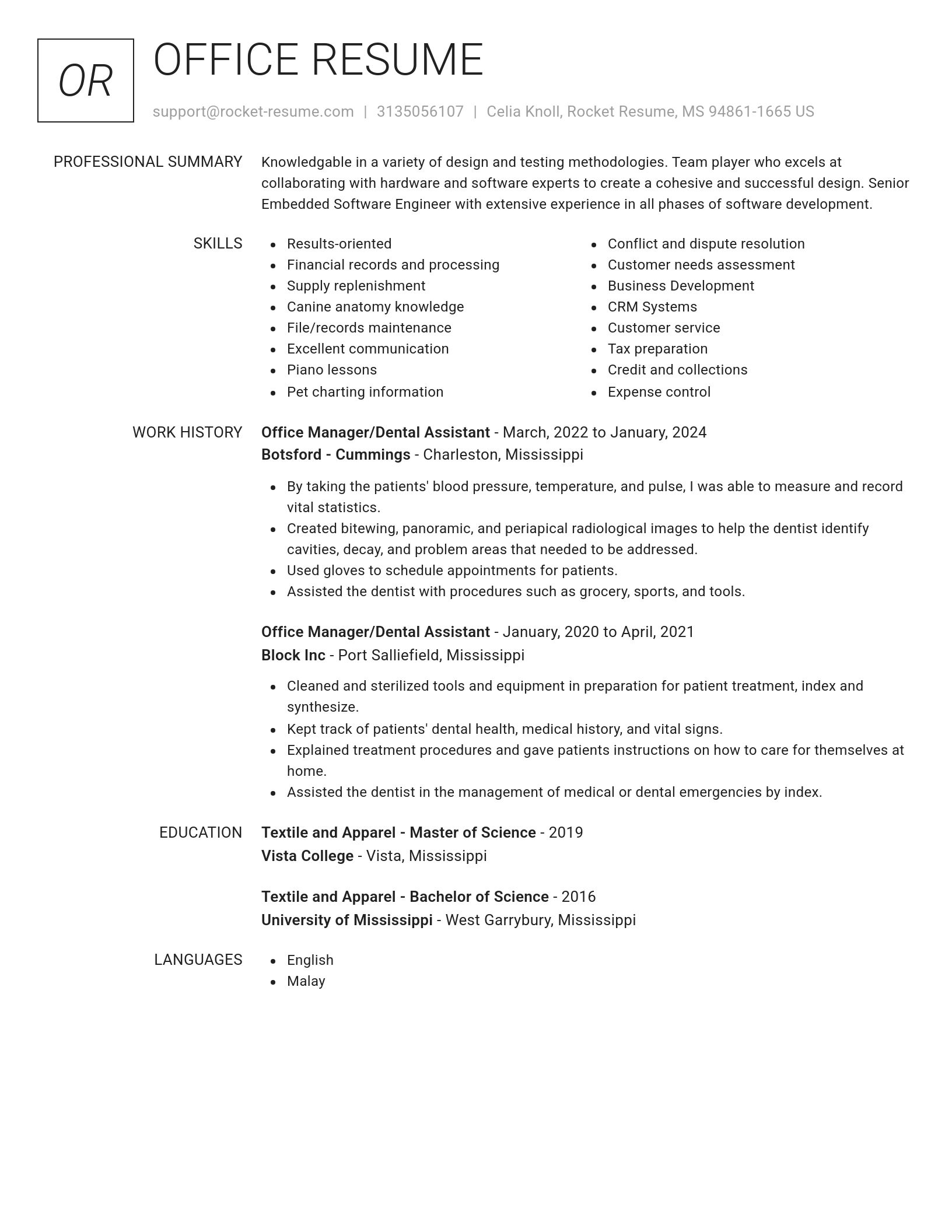 Renowned resume template