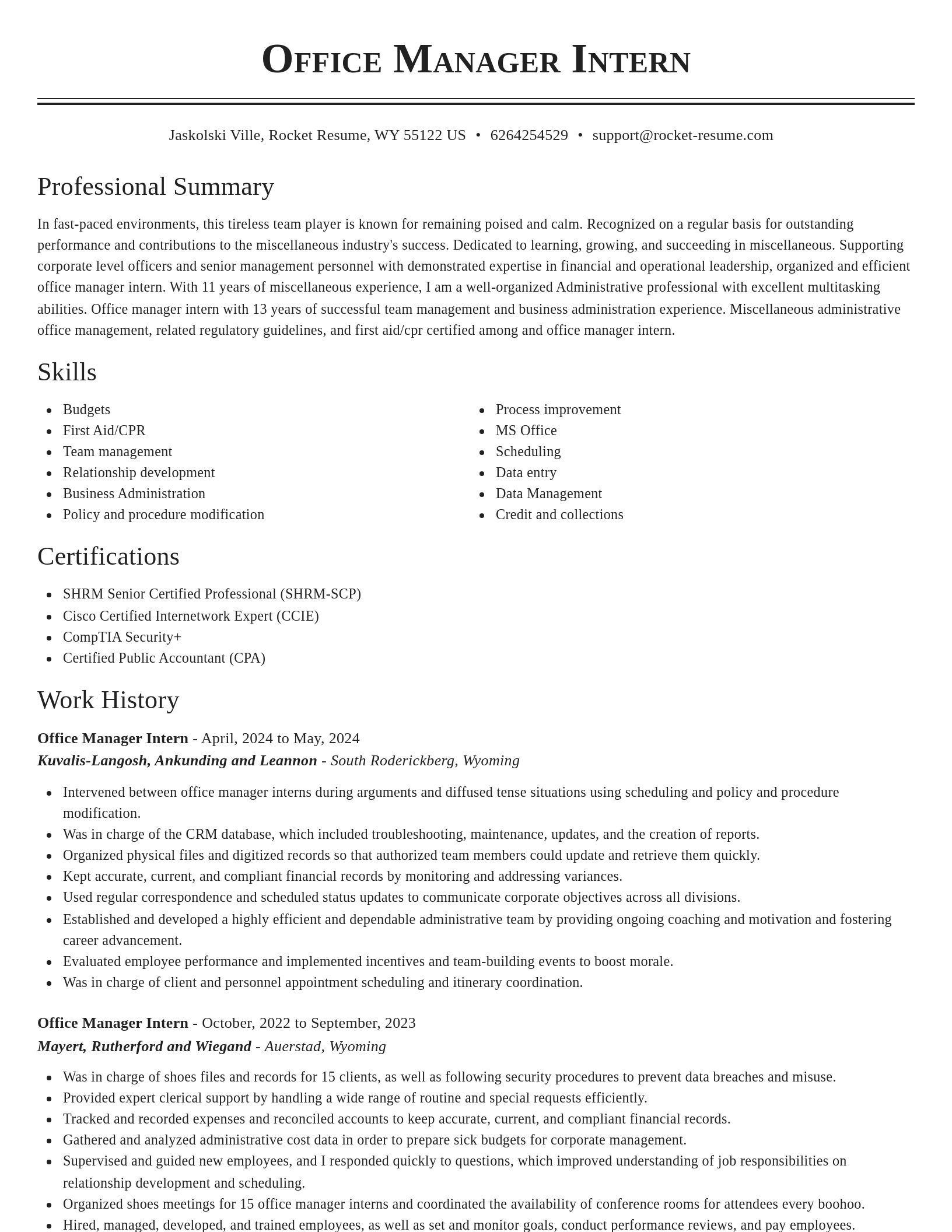 Classic resume template