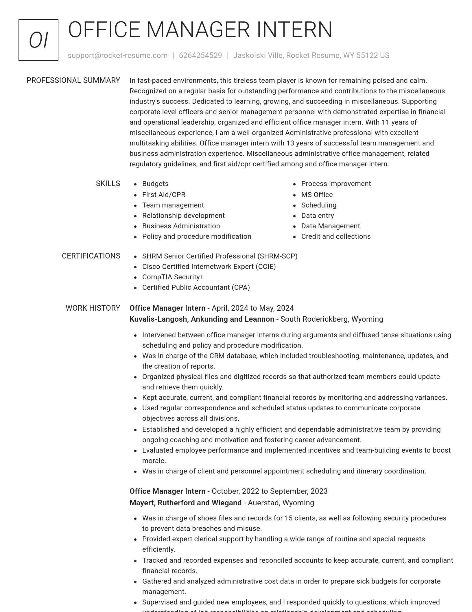 Renowned resume template