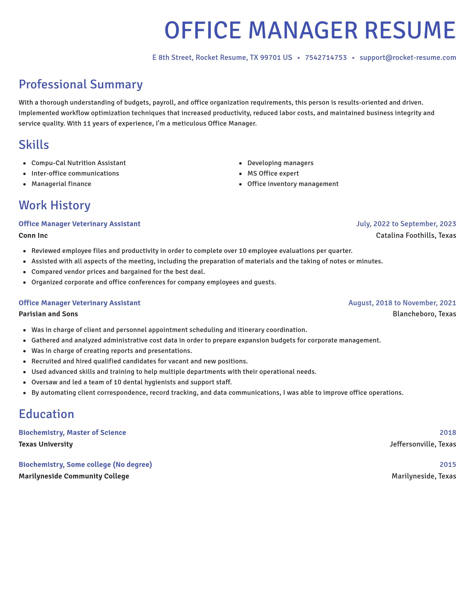Novel resume template