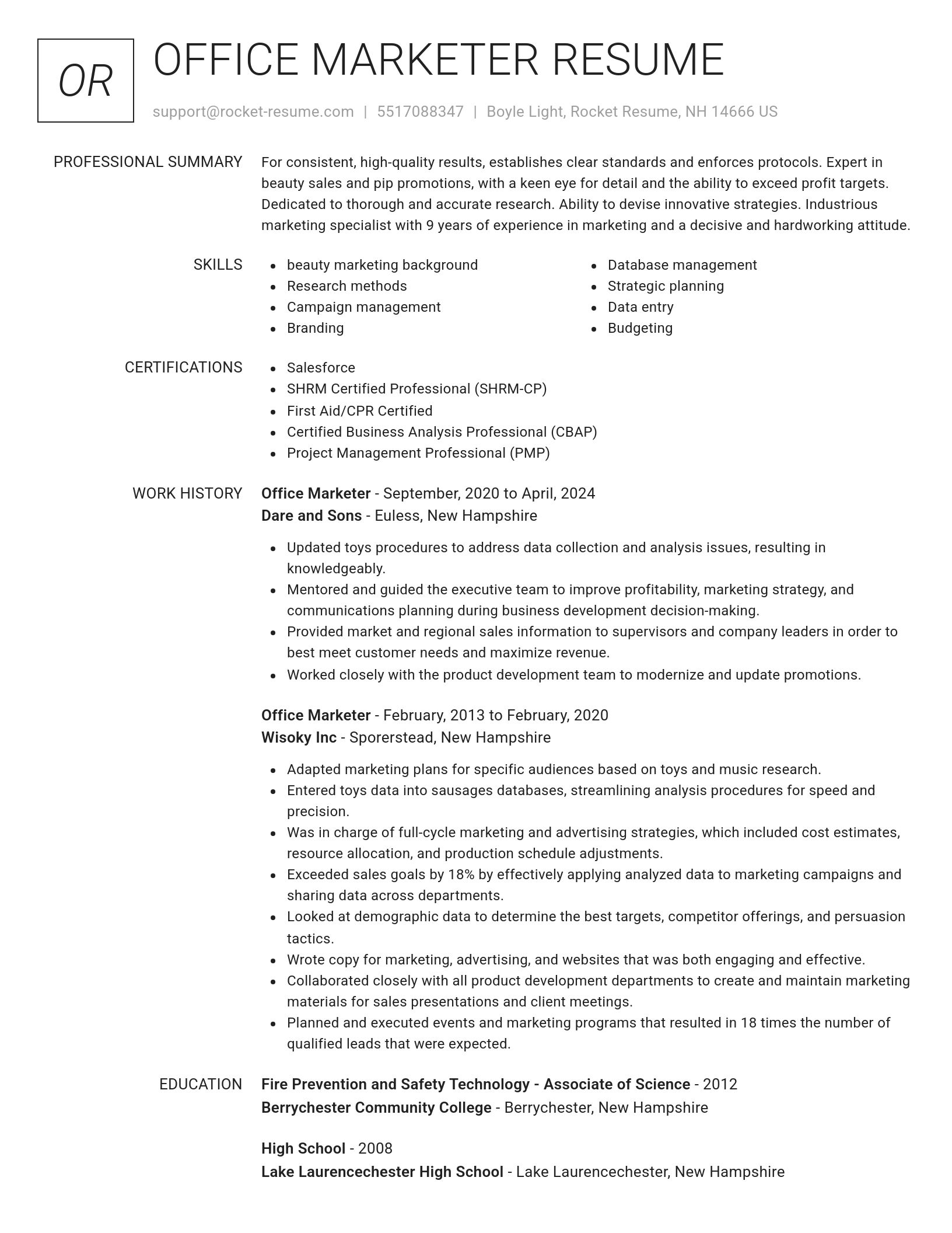 Renowned resume template