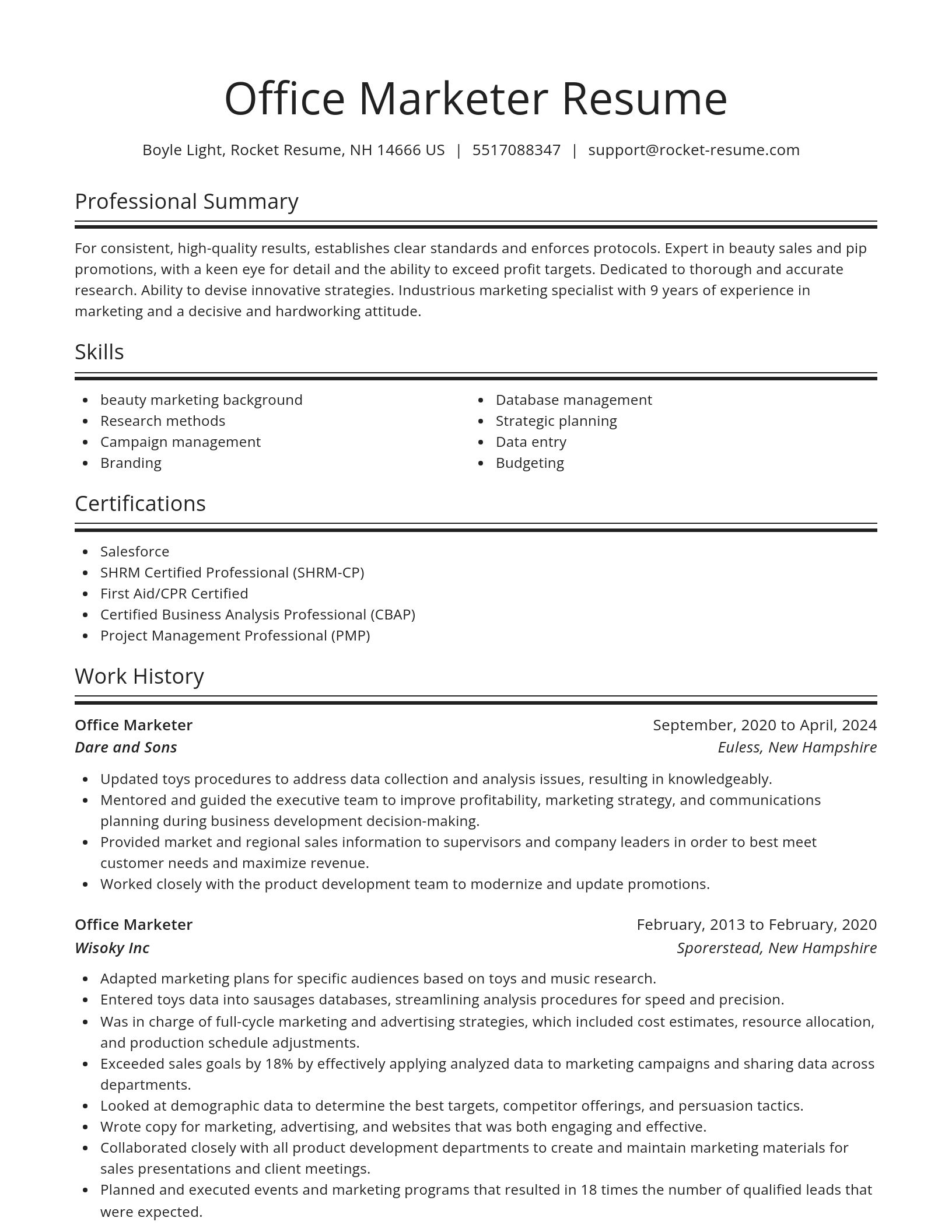 Spotlight resume template