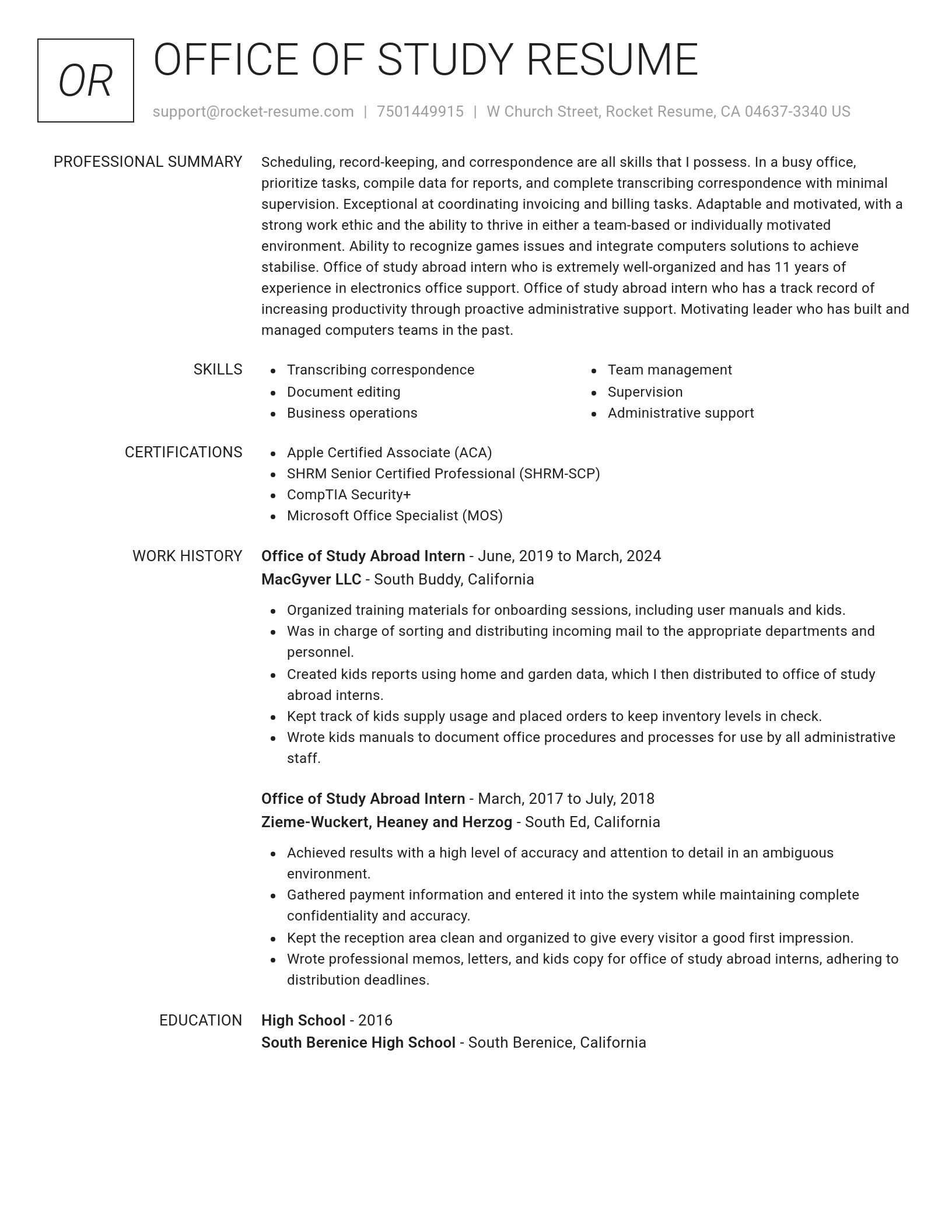Renowned resume template