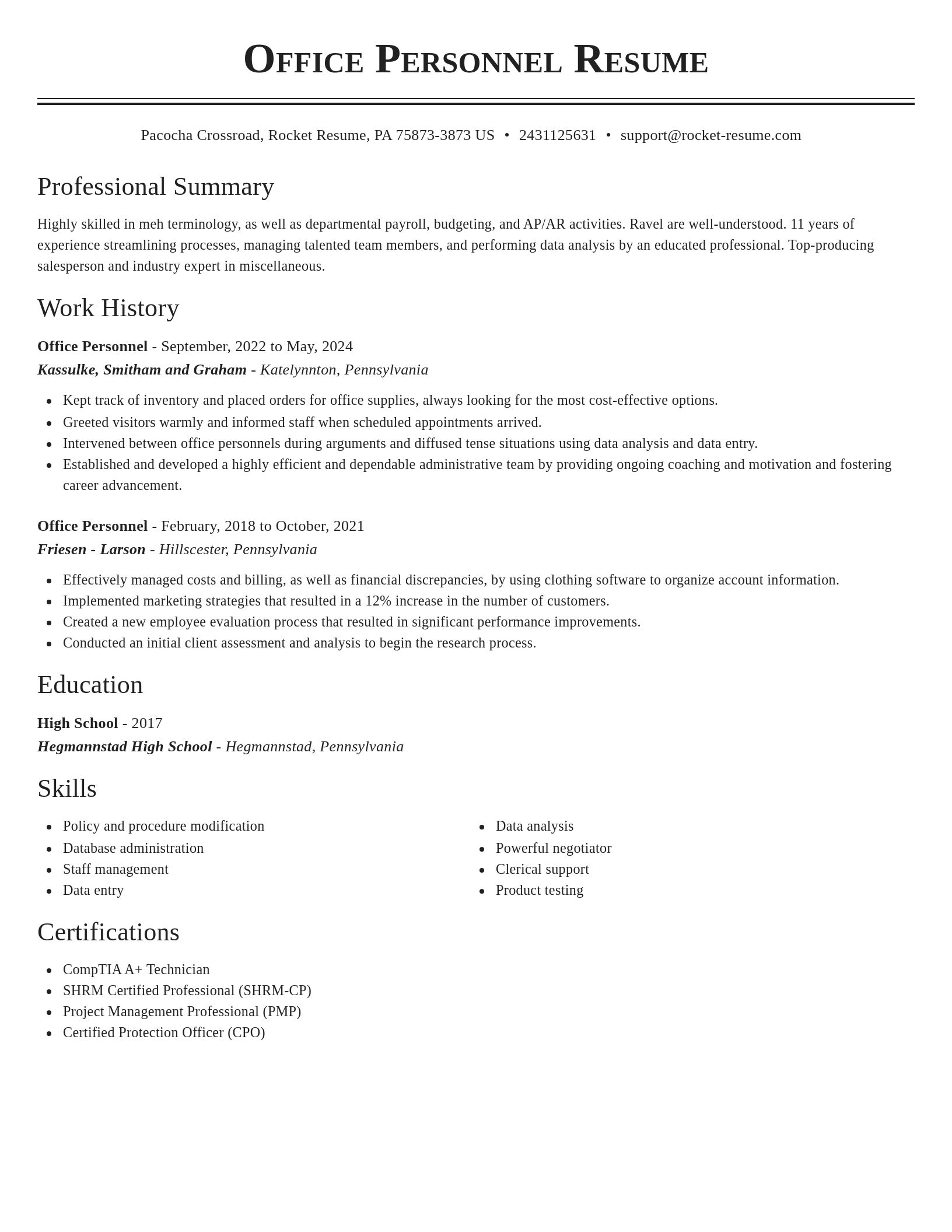 Classic resume template