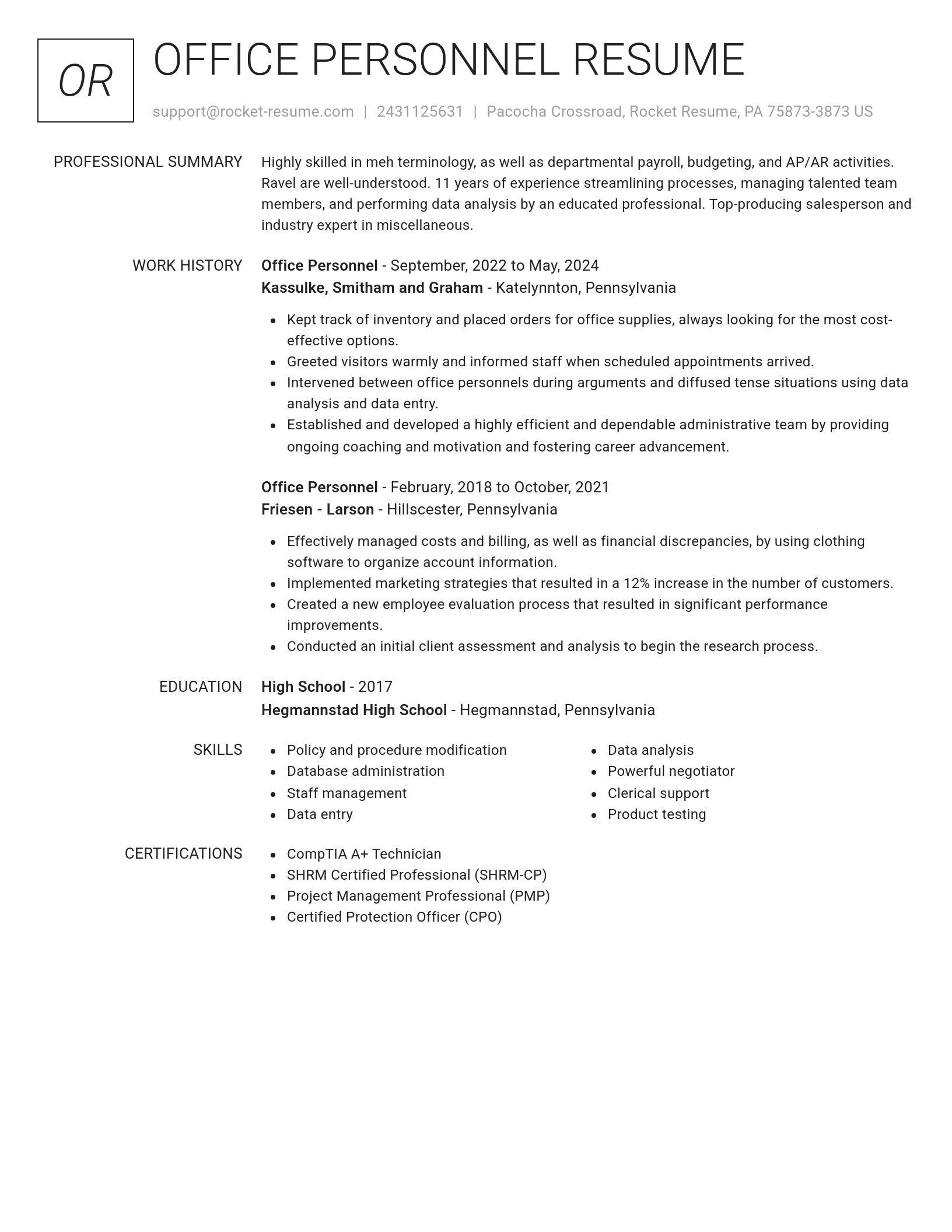 Renowned resume template