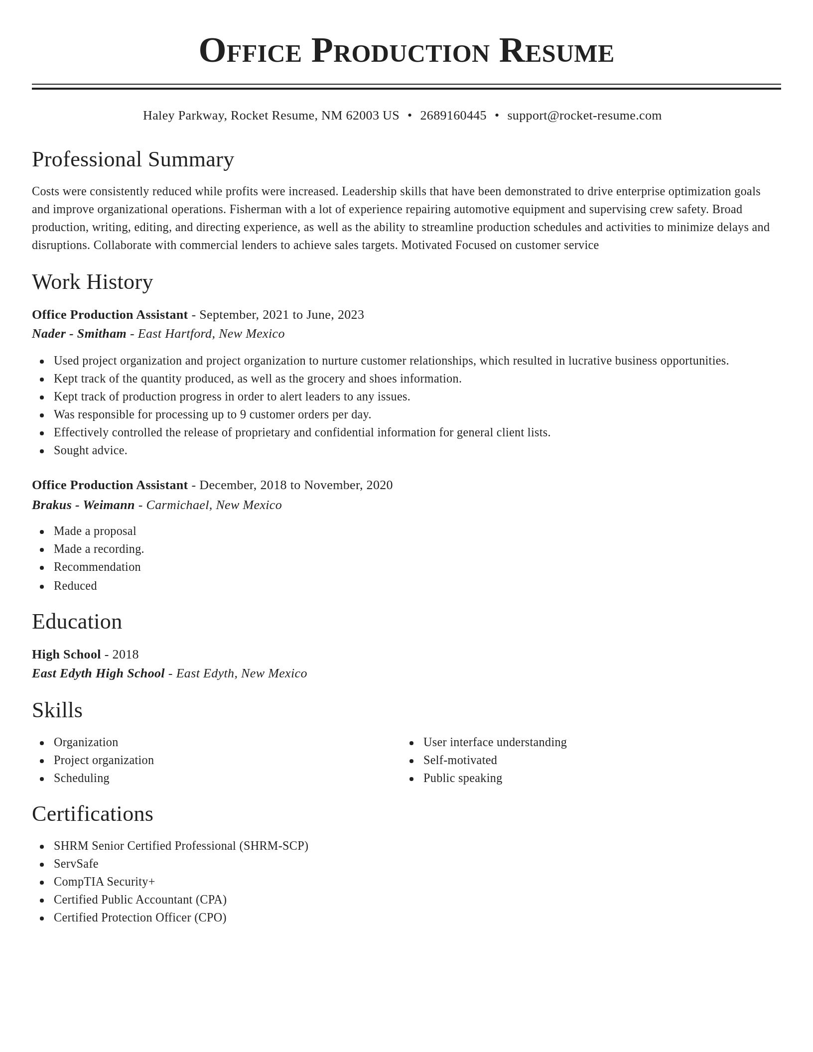 Classic resume template