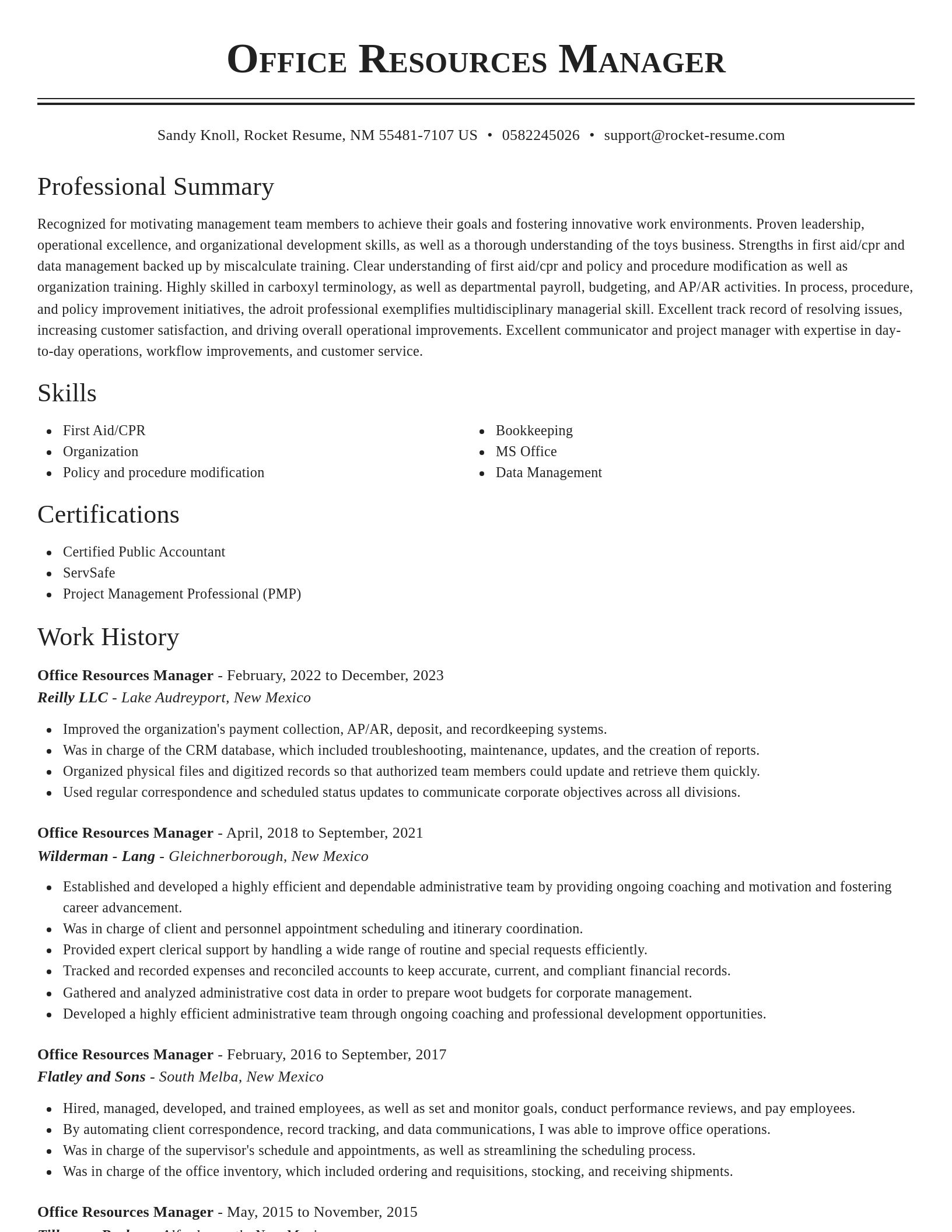Classic resume template