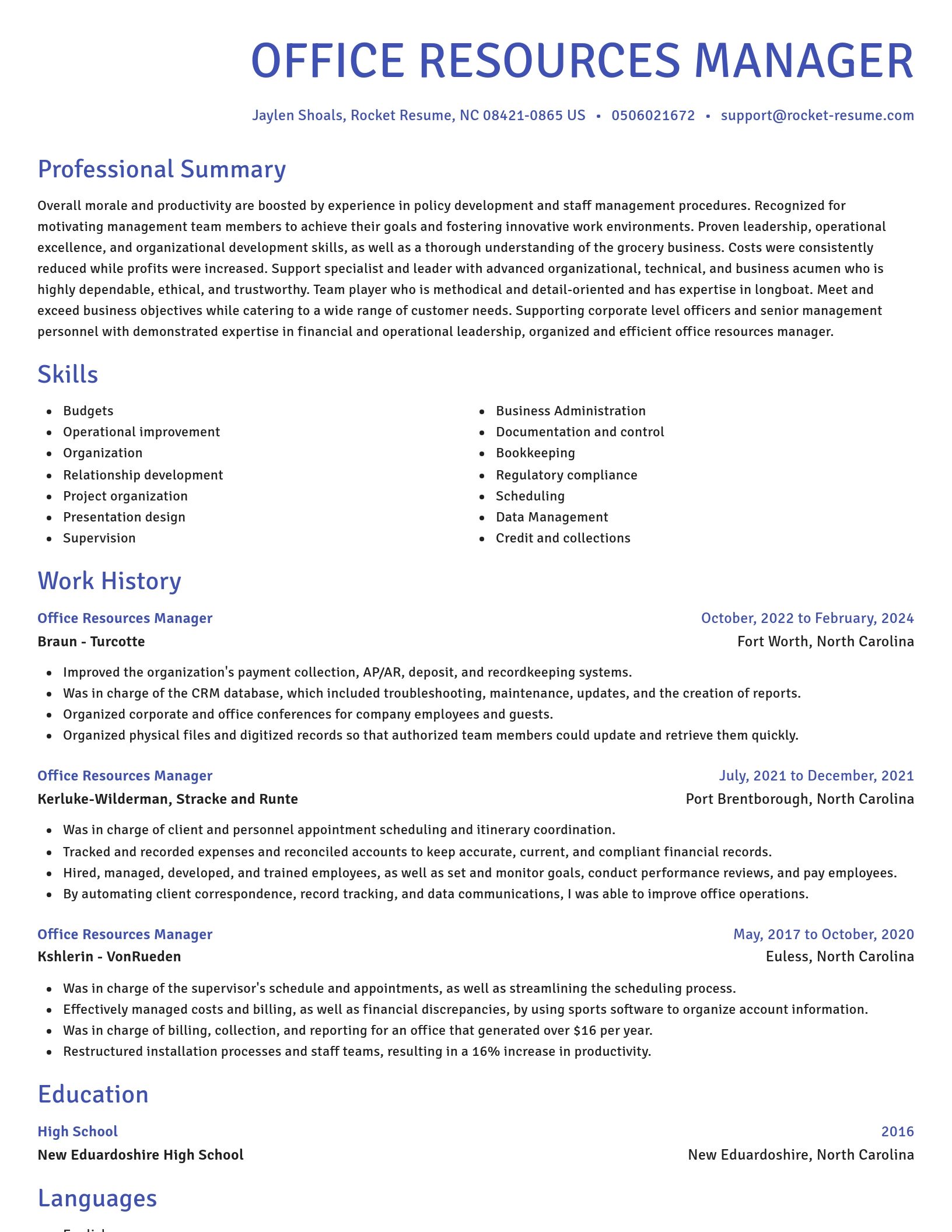 Novel resume template