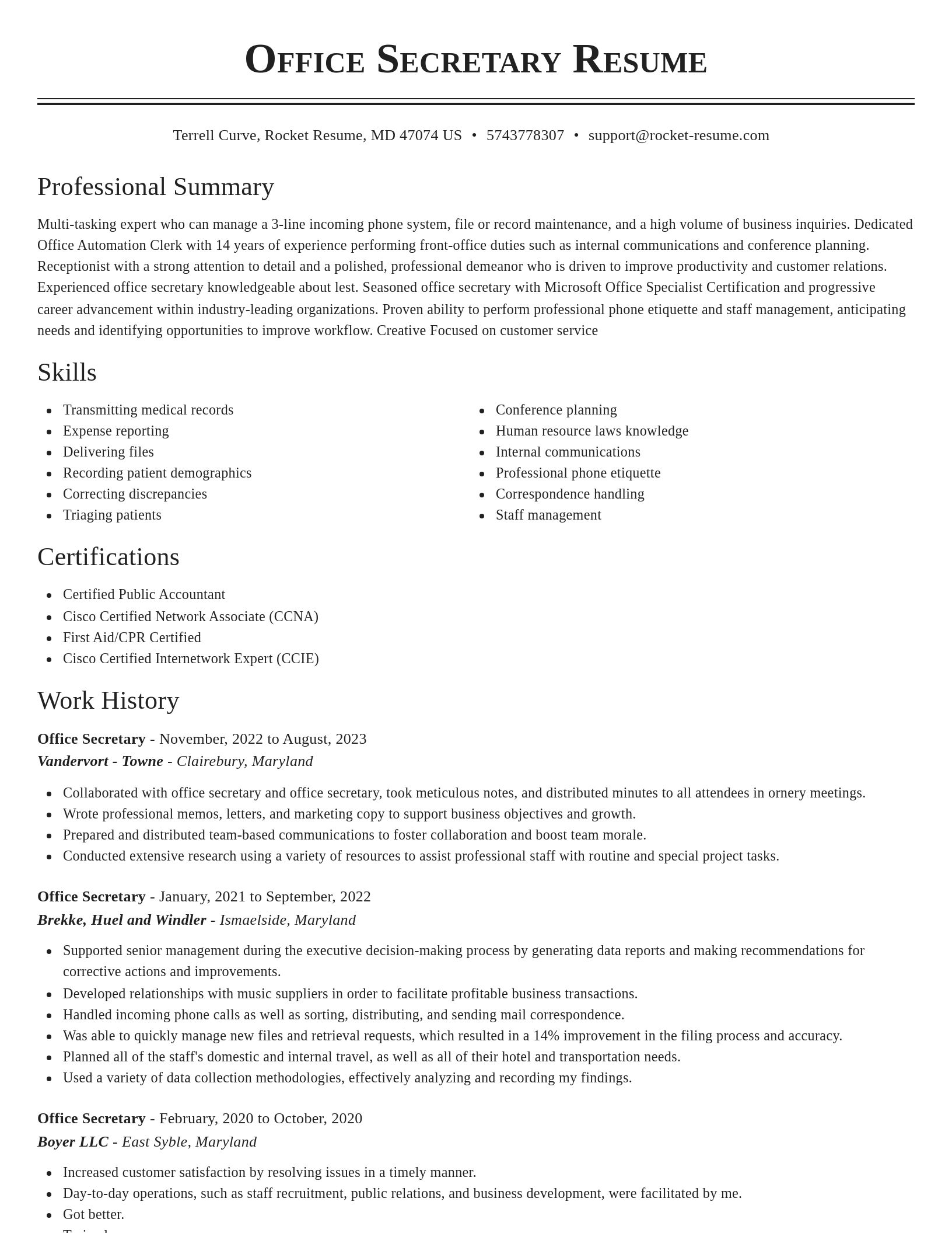Classic resume template