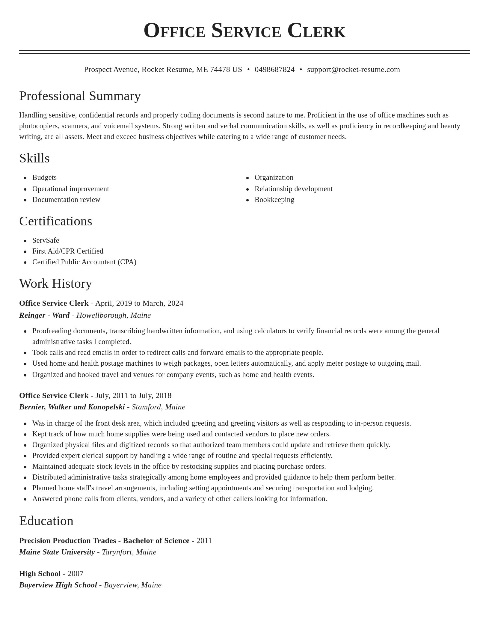 Classic resume template