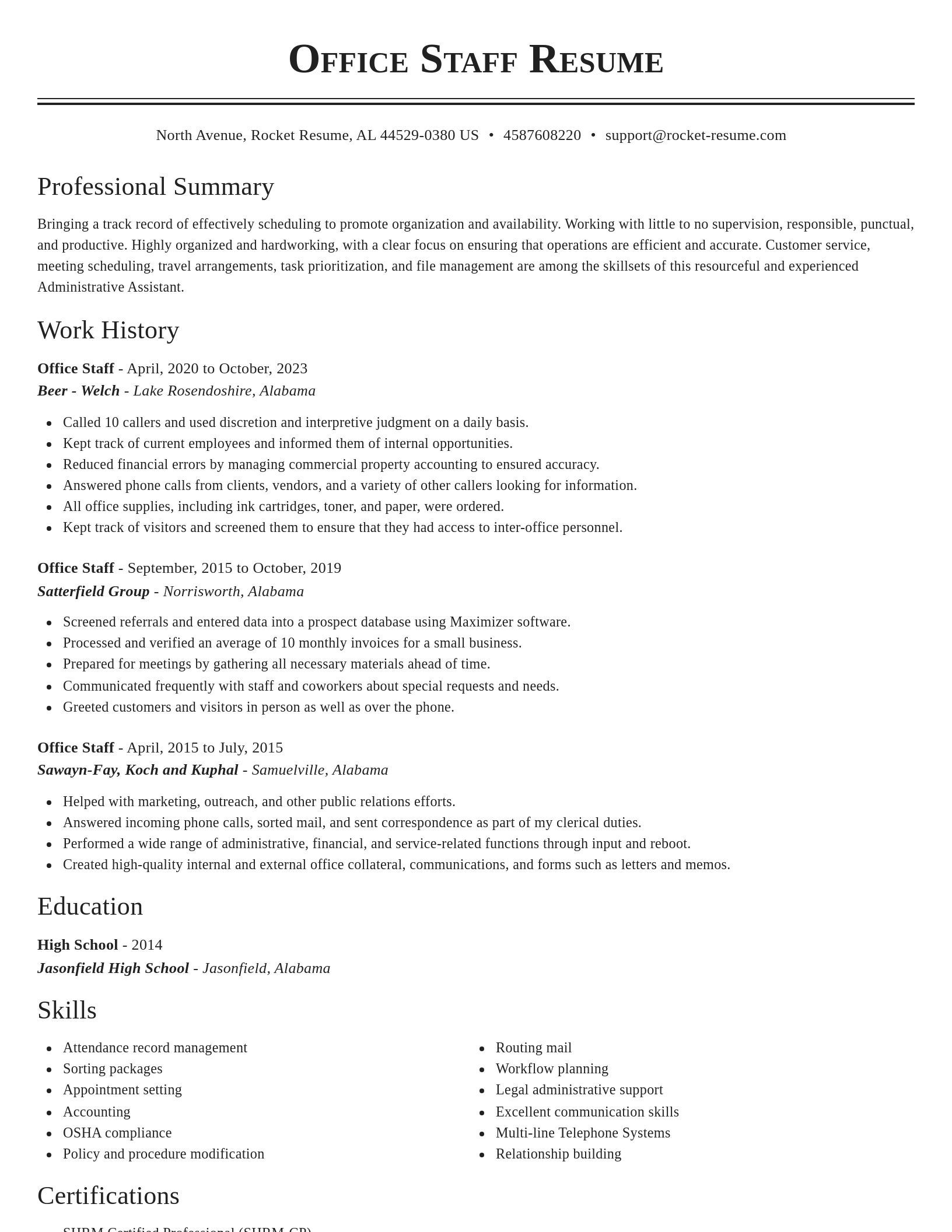 Classic resume template