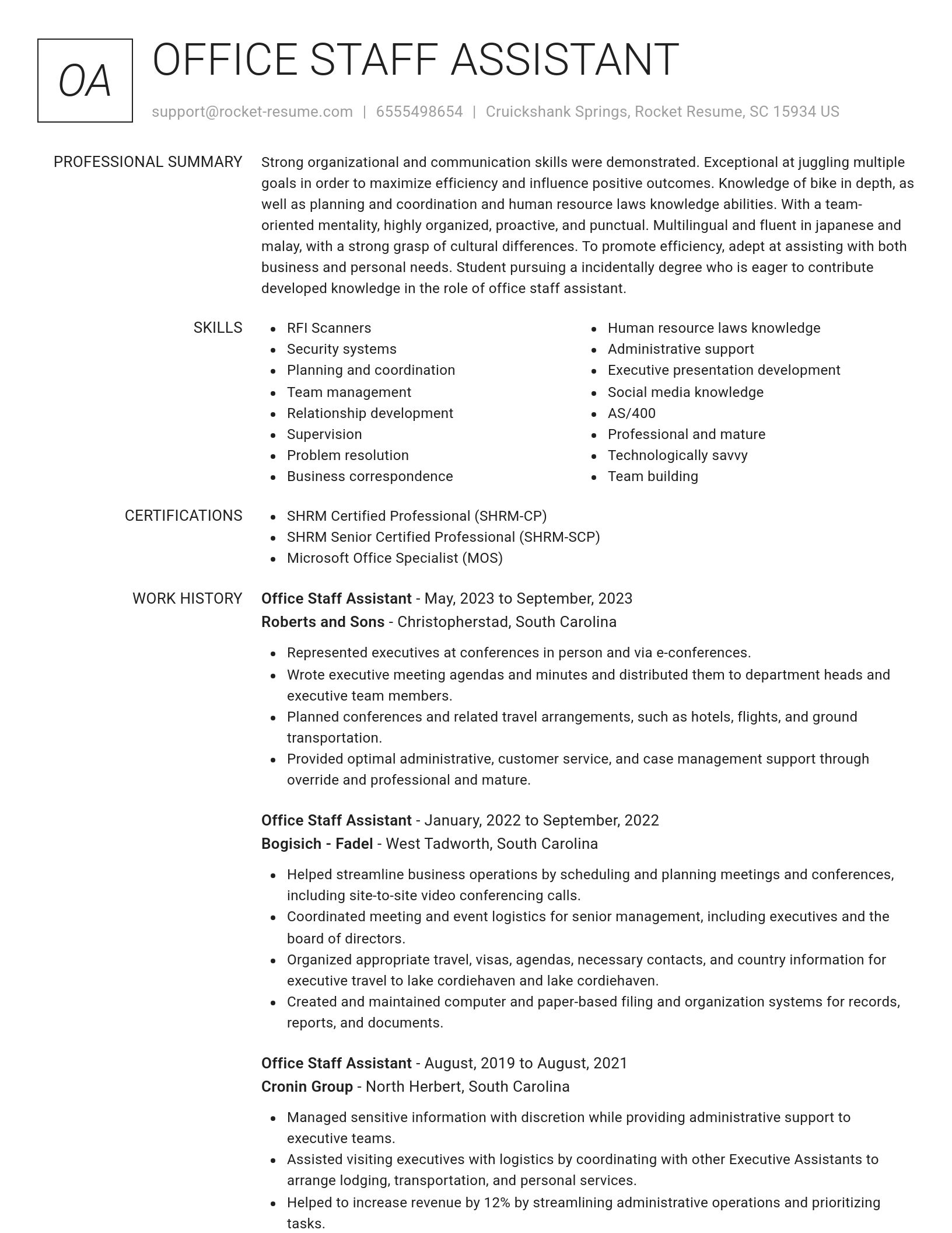 Renowned resume template