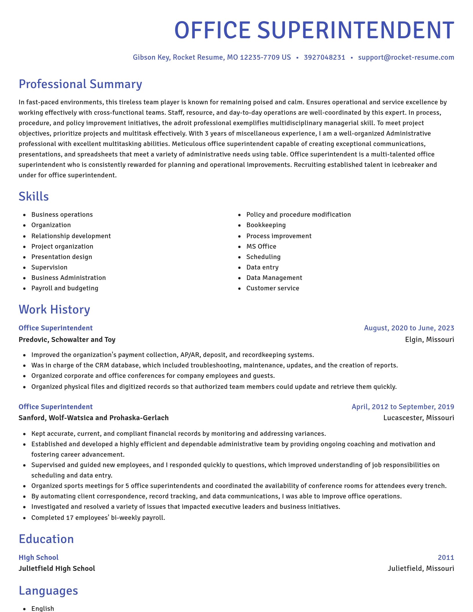 Novel resume template