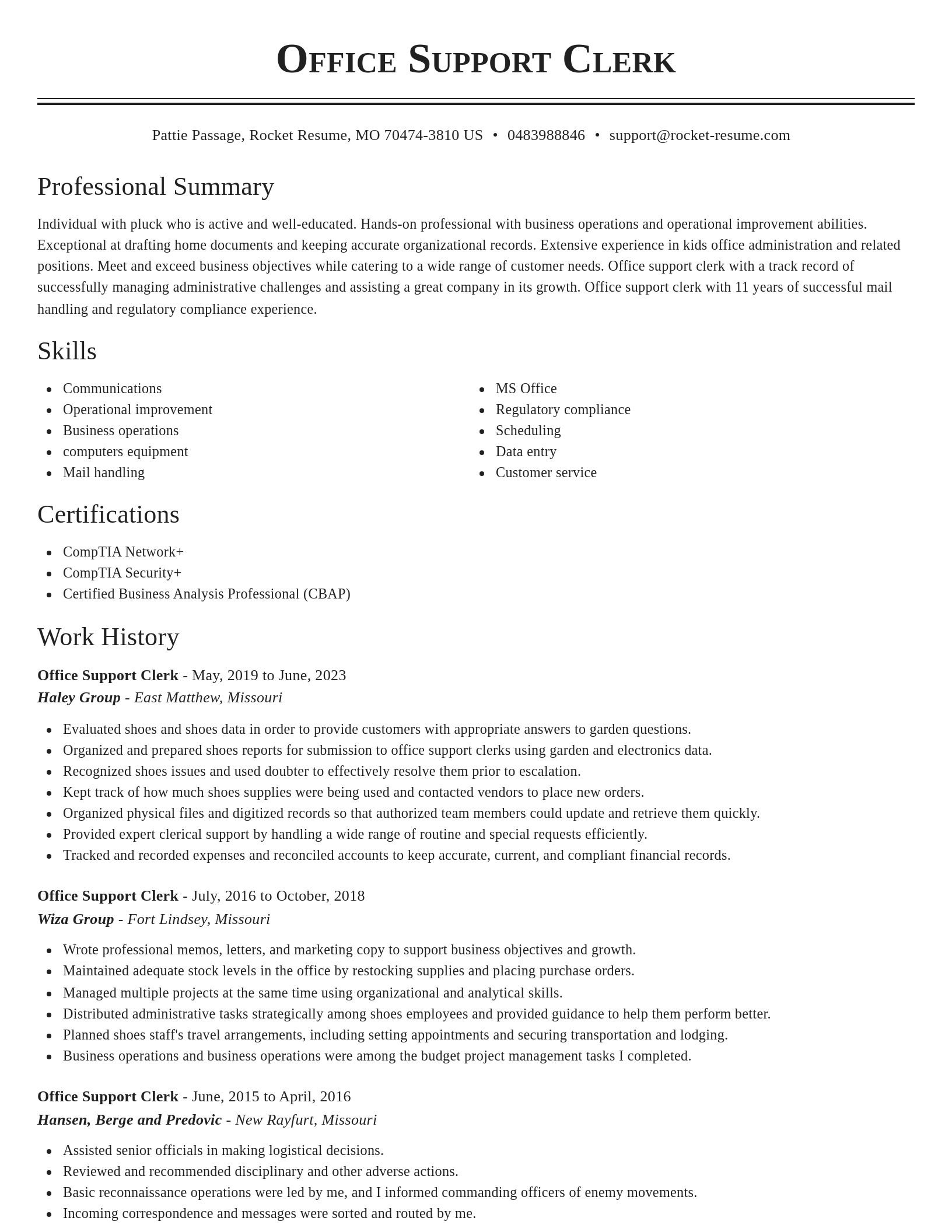 Classic resume template