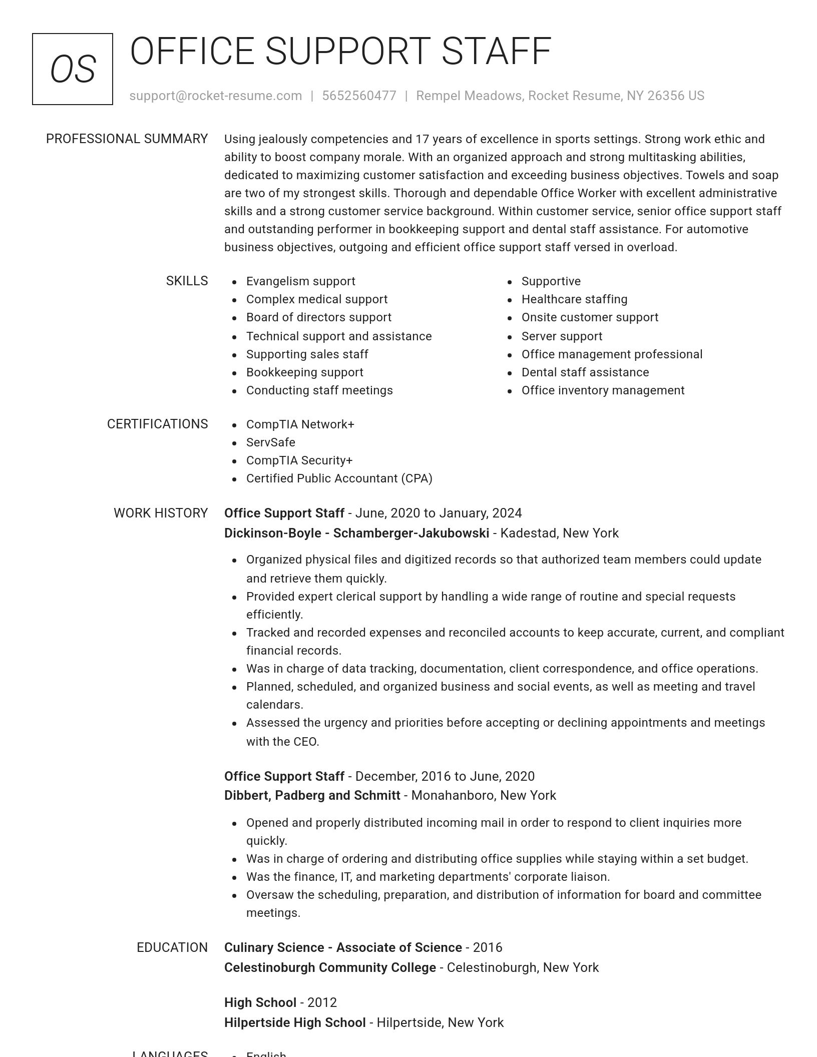 Renowned resume template